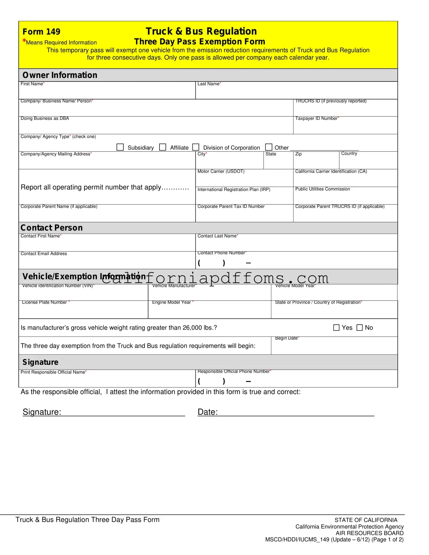 Fill in Your California 149 Template