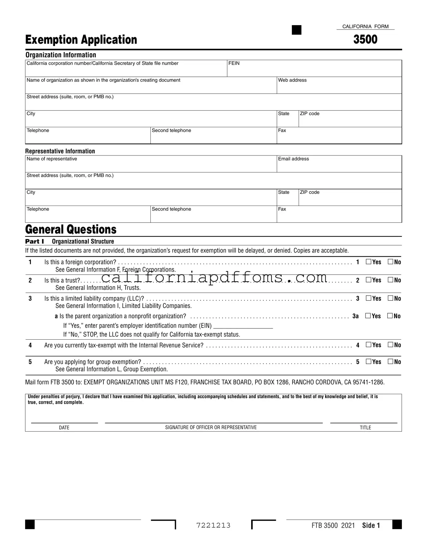 Fill in Your California 3500 Template