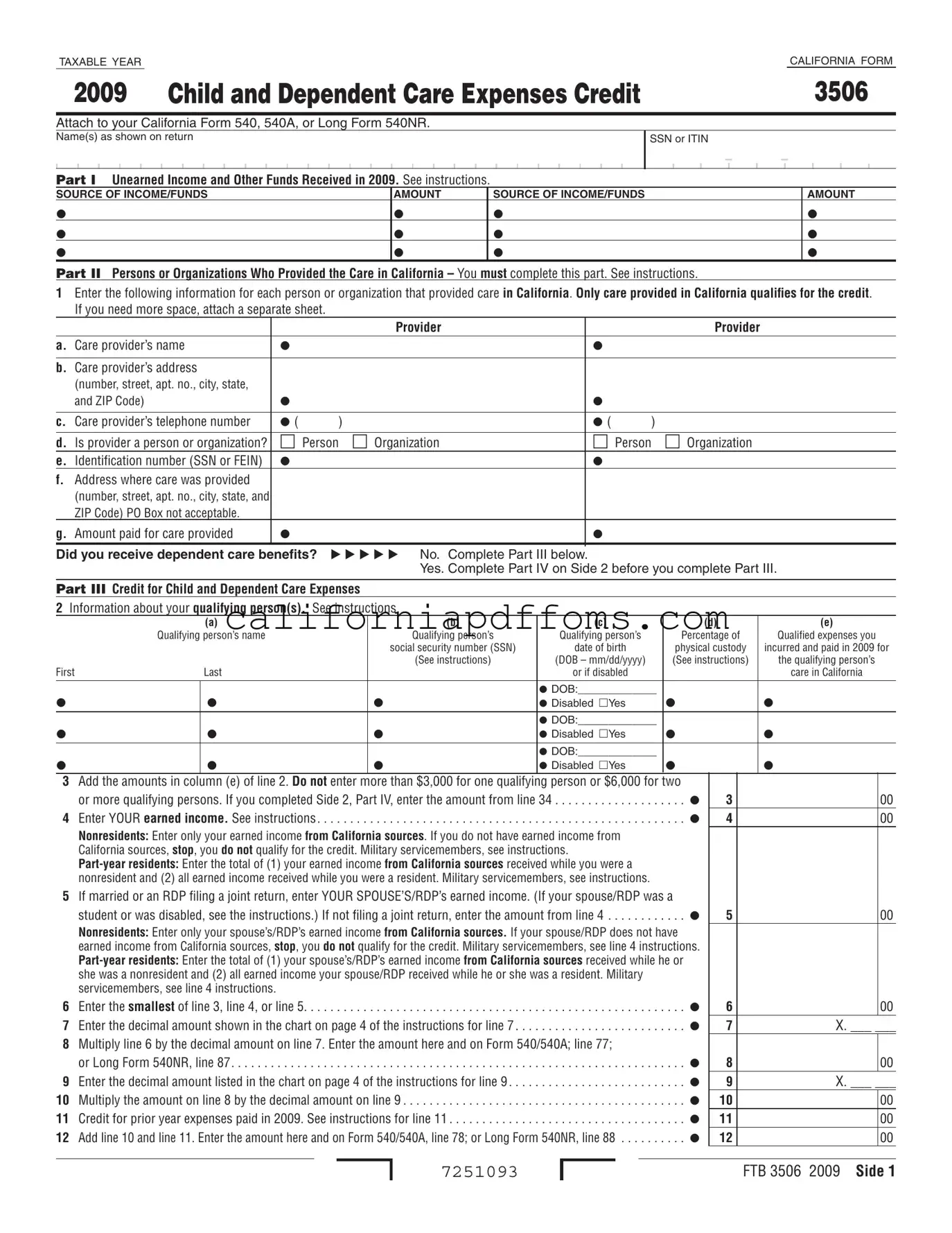 Fill in Your California 3506 Template