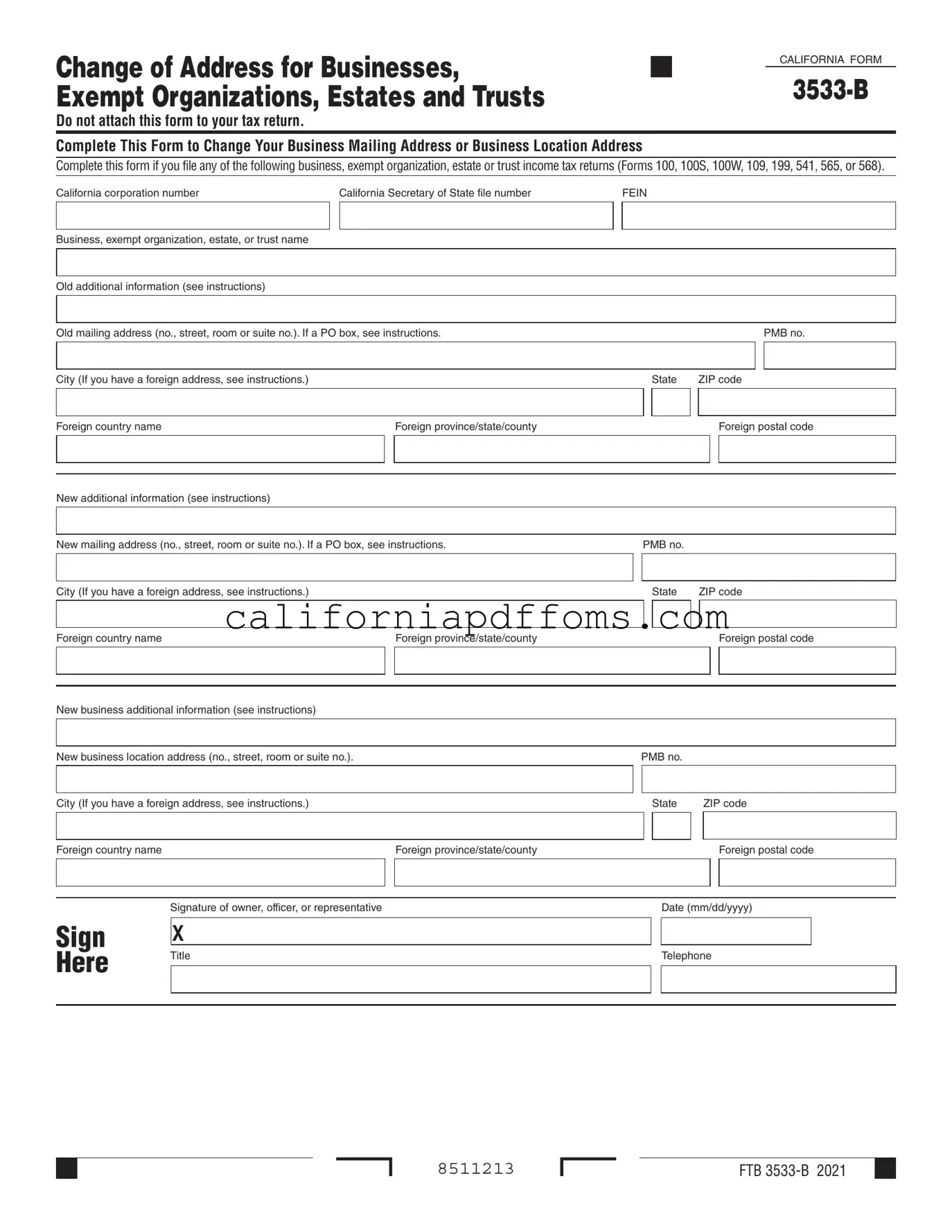 Fill in Your California 3533 B Template