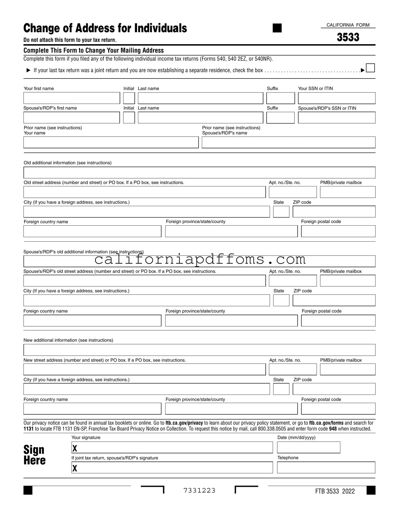 Fill in Your California 3533 Template