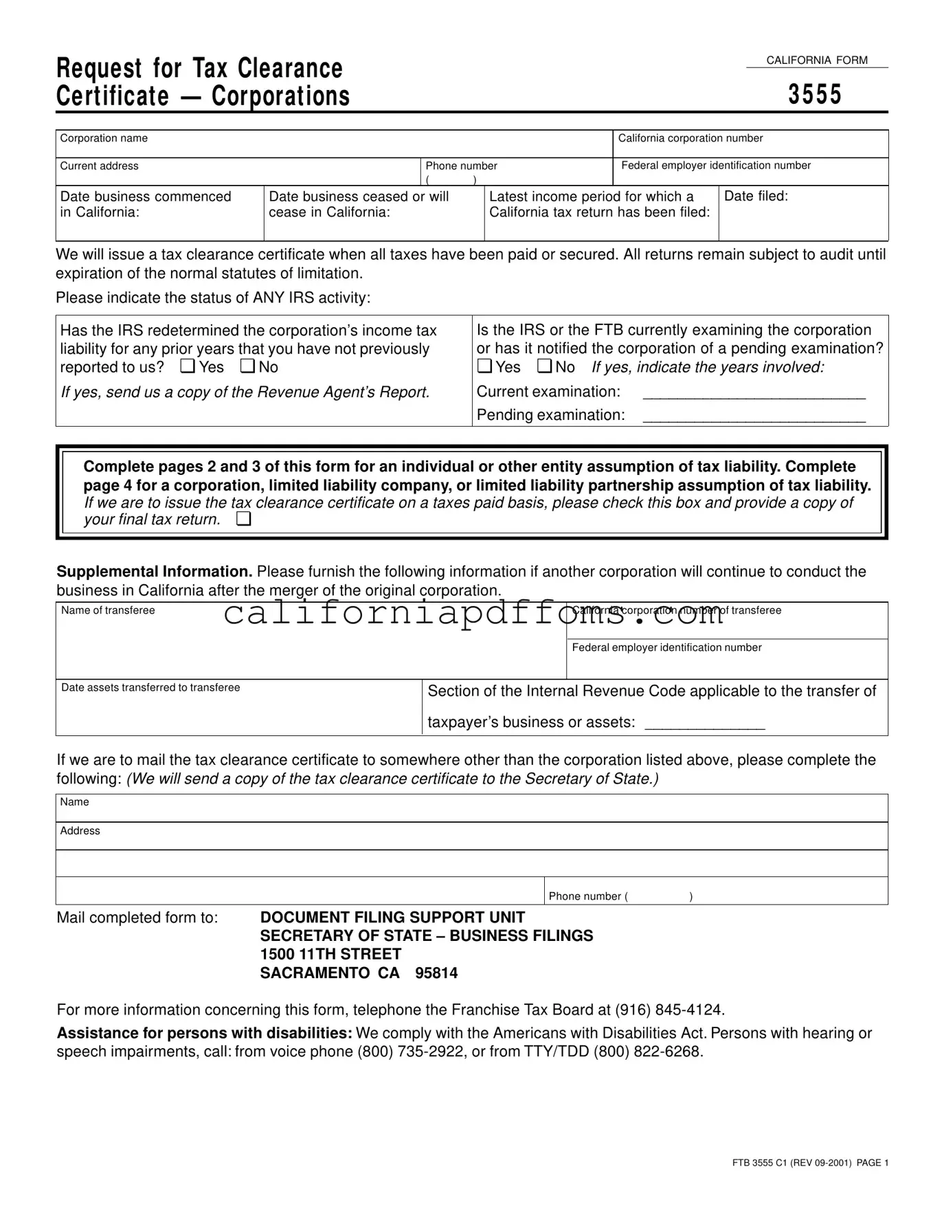 Fill in Your California 3555 Template