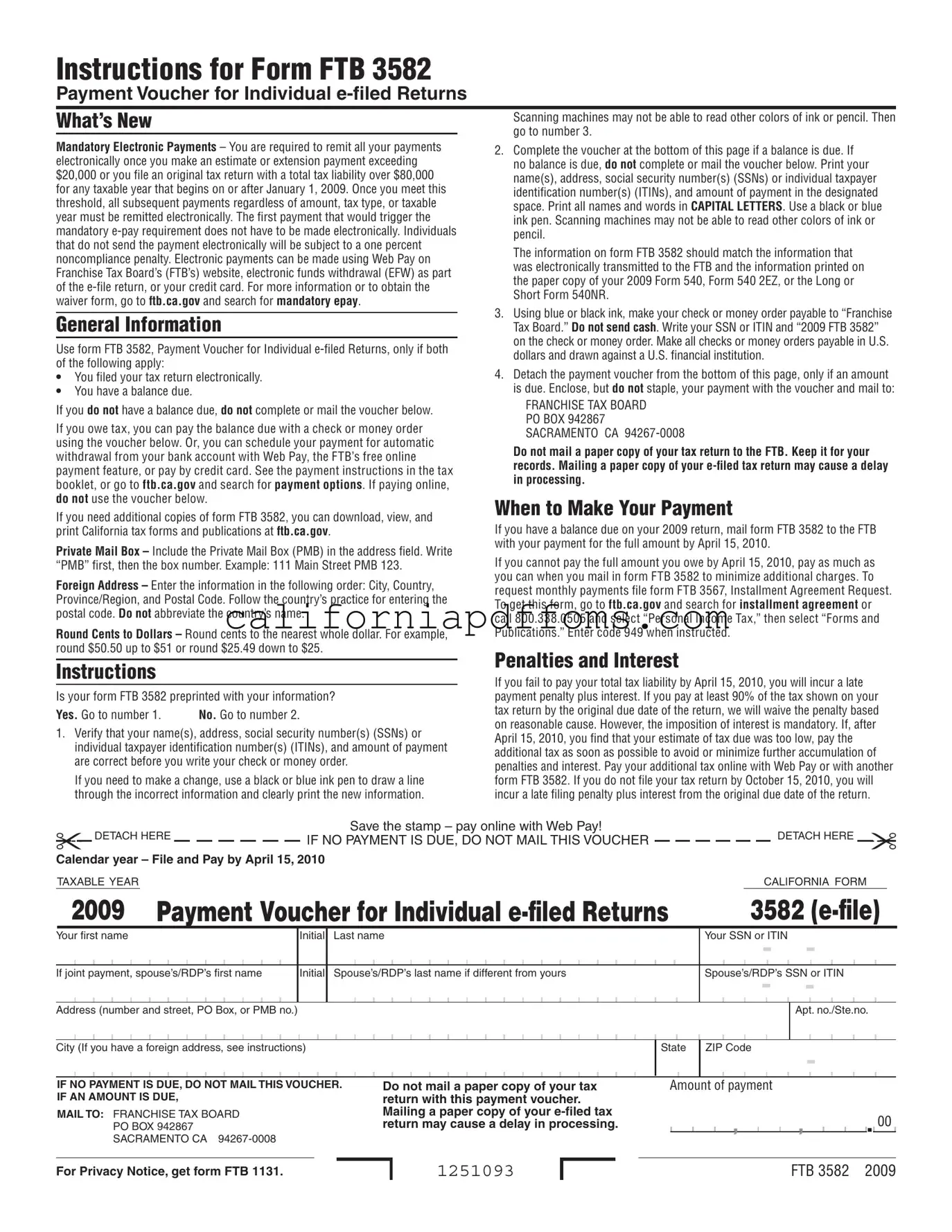 Fill in Your California 3582 Template