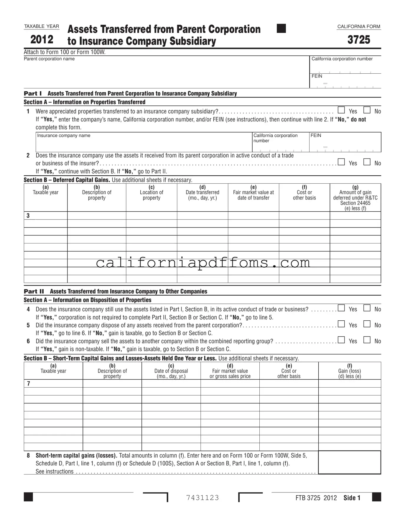 Fill in Your California 3725 Template