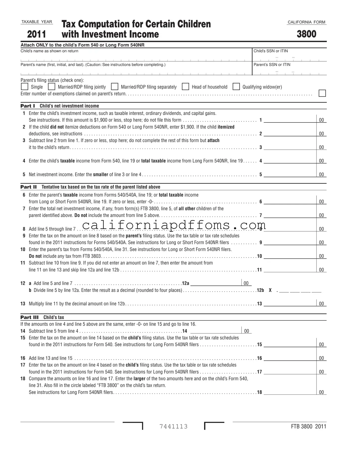 Fill in Your California 3800 Template