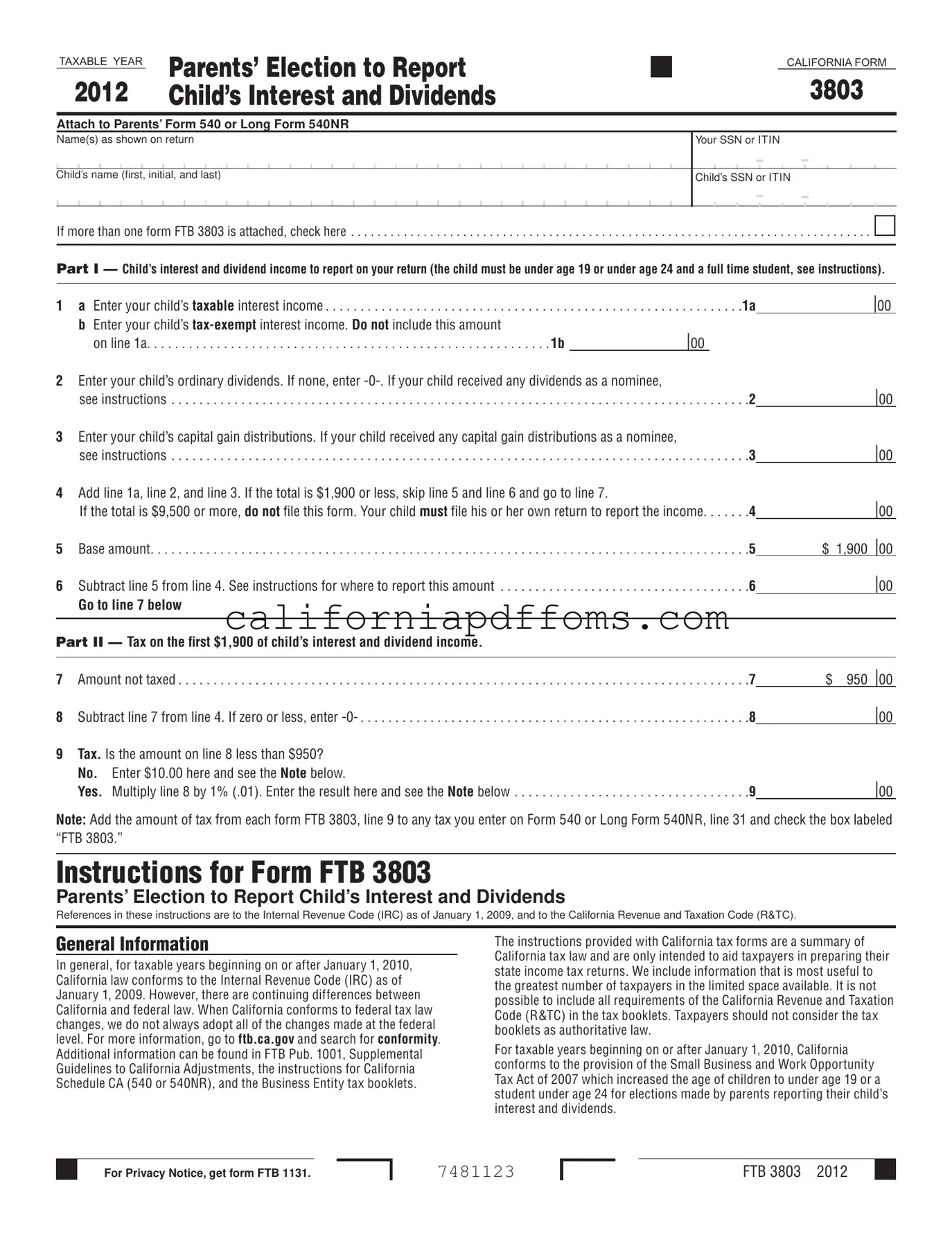 Fill in Your California 3803 Template