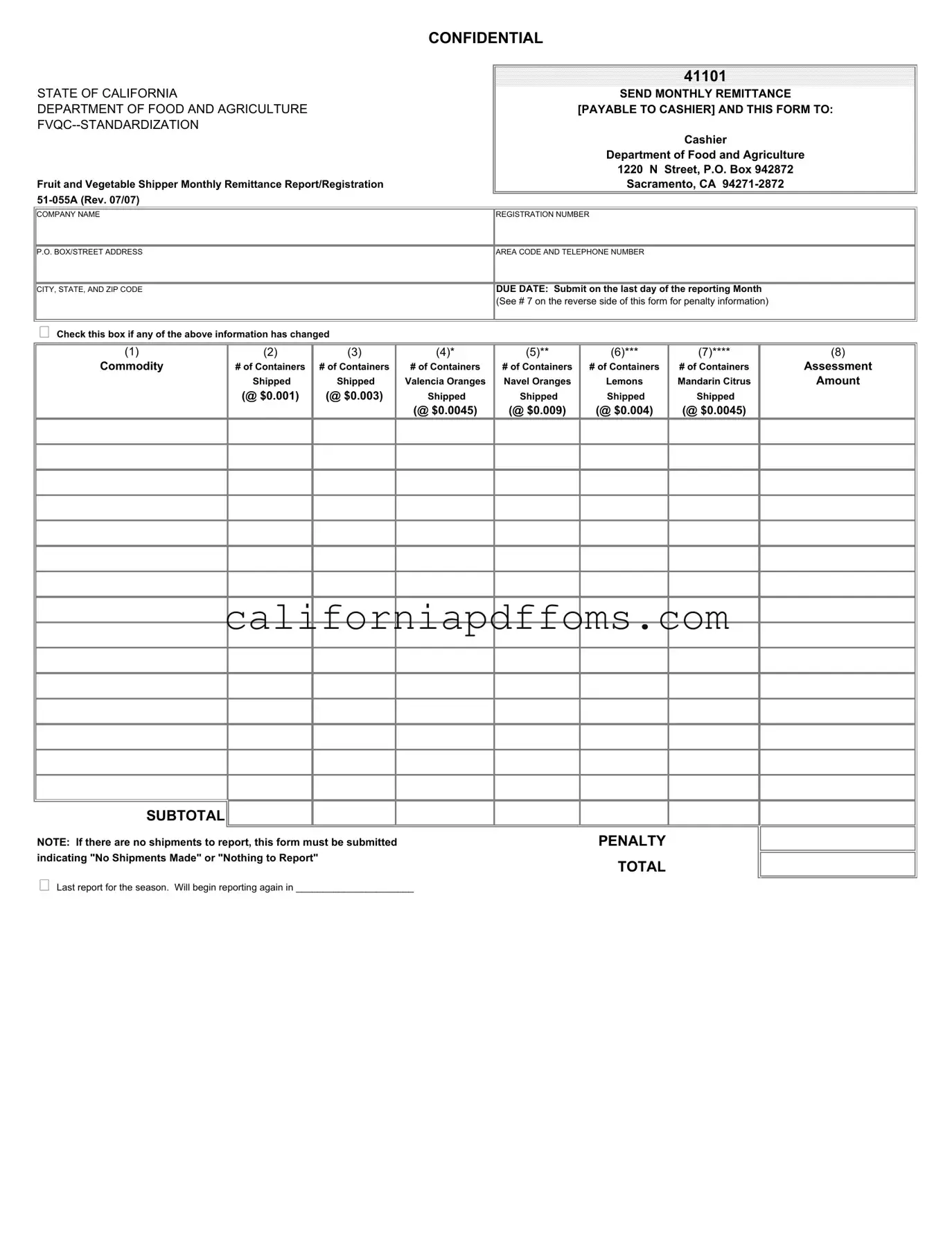 Fill in Your California 51 055A Template
