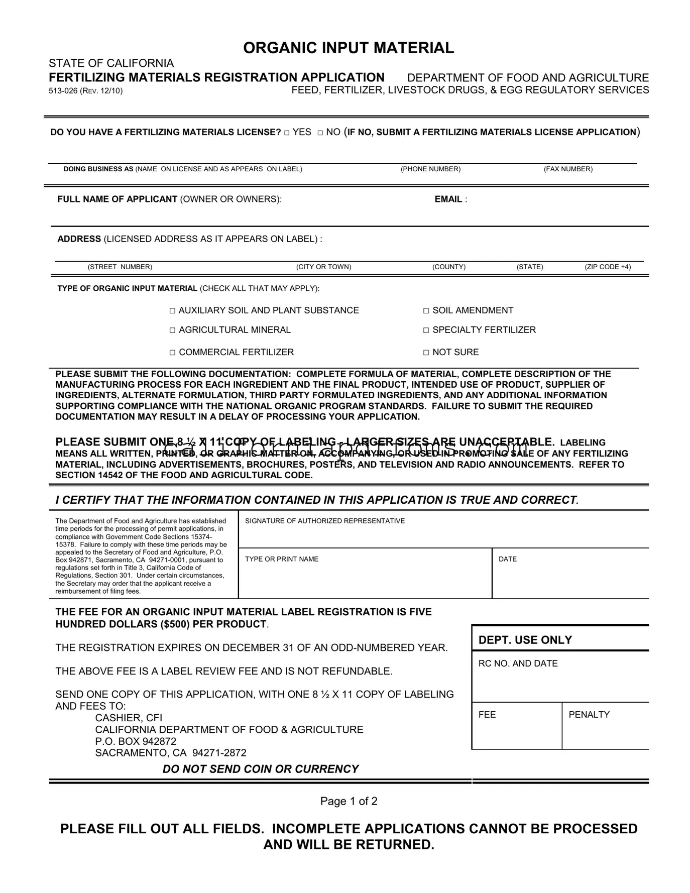 Fill in Your California 513 026 Template
