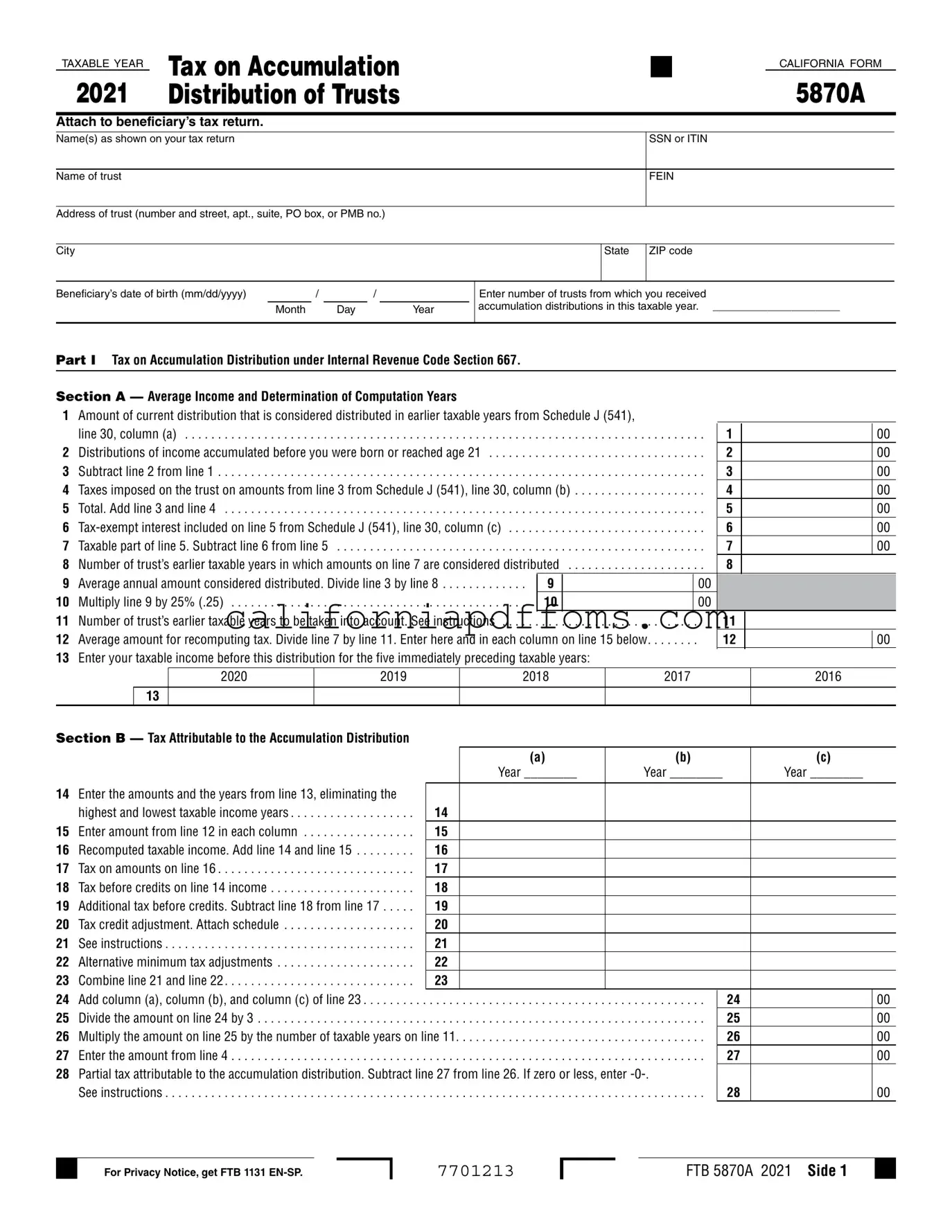Fill in Your California 5870A Template