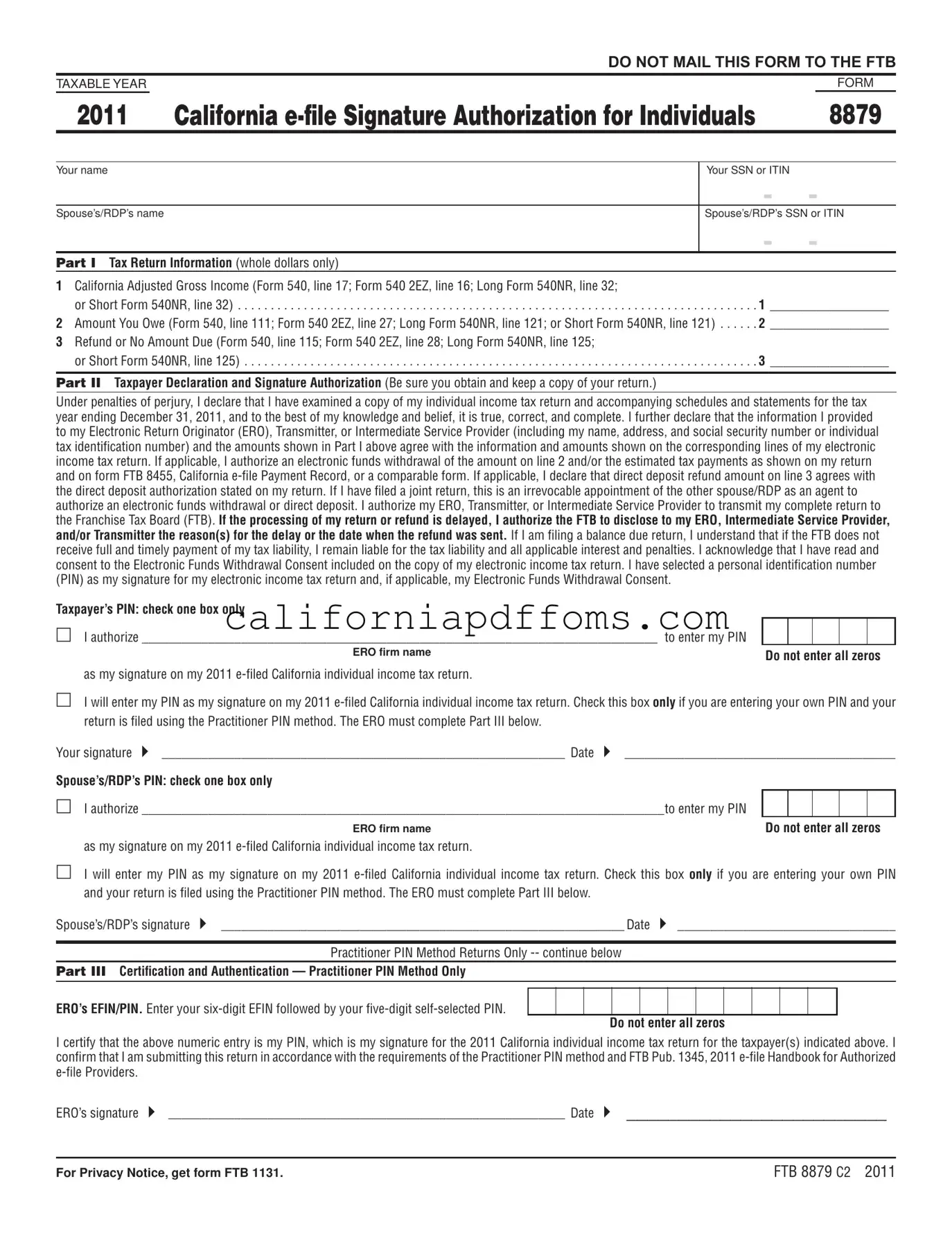 Fill in Your California 8879 Template