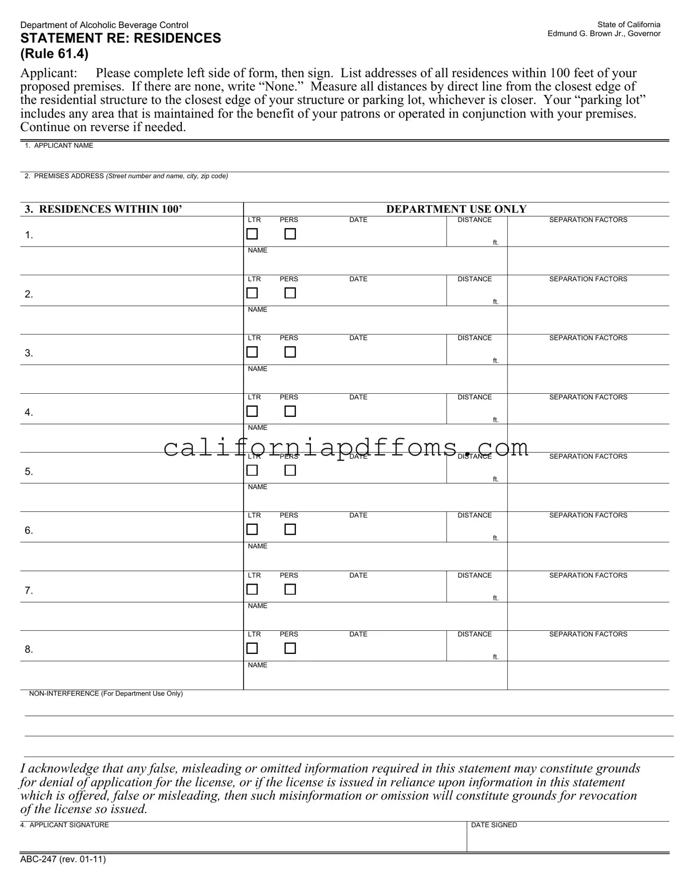 Fill in Your California Abc 247 Template