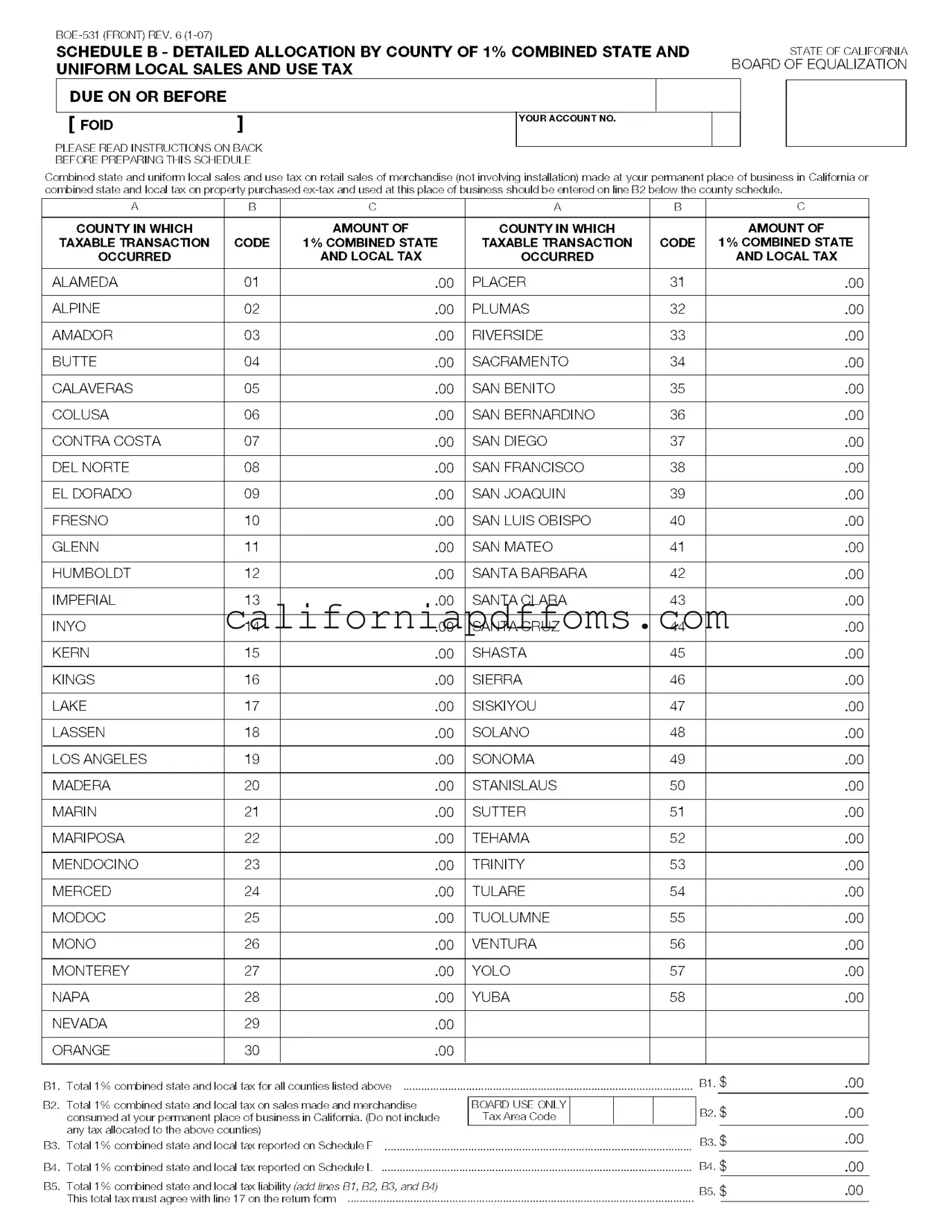 Fill in Your California Boe 531 Template