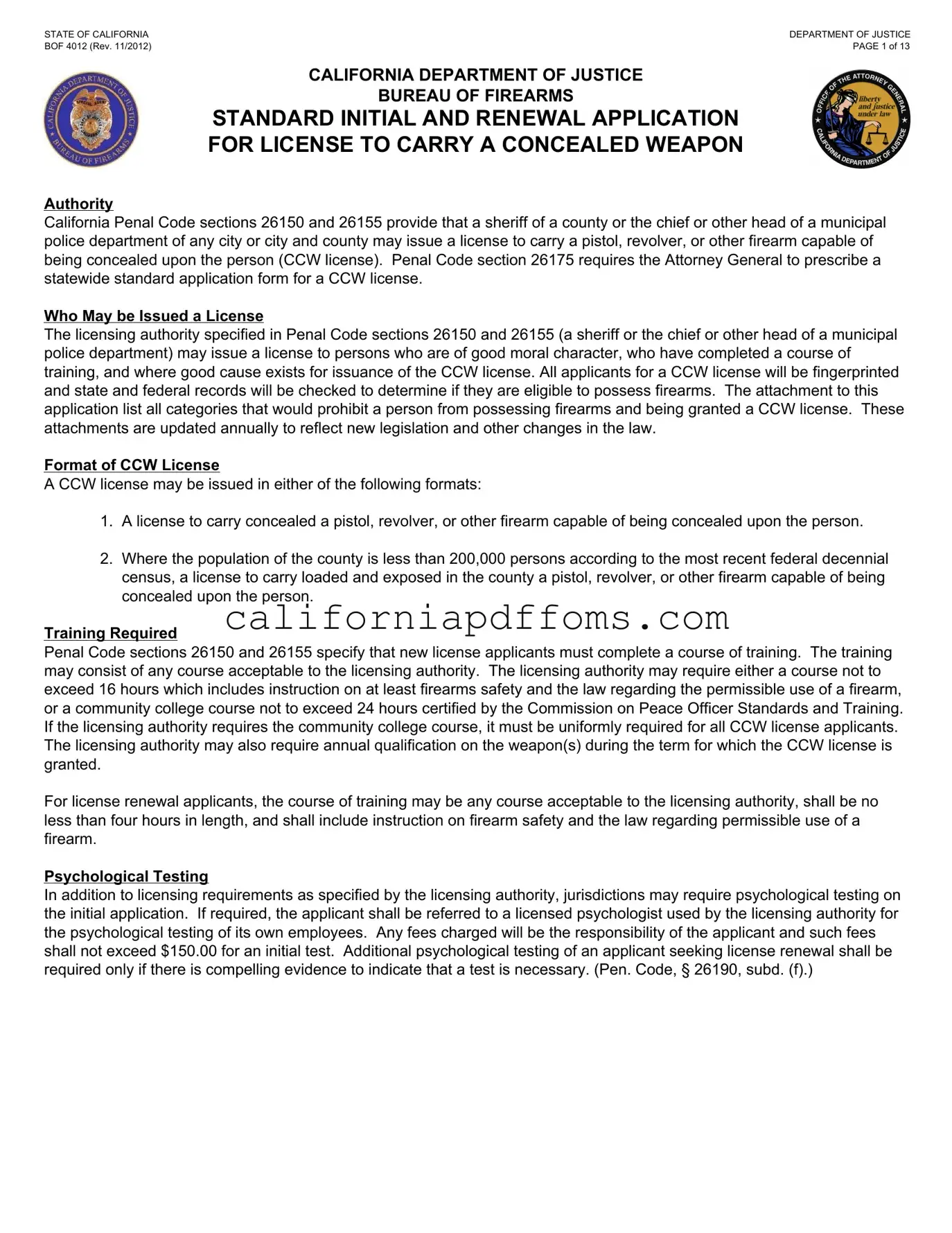 Fill in Your California Bof 4012 Template