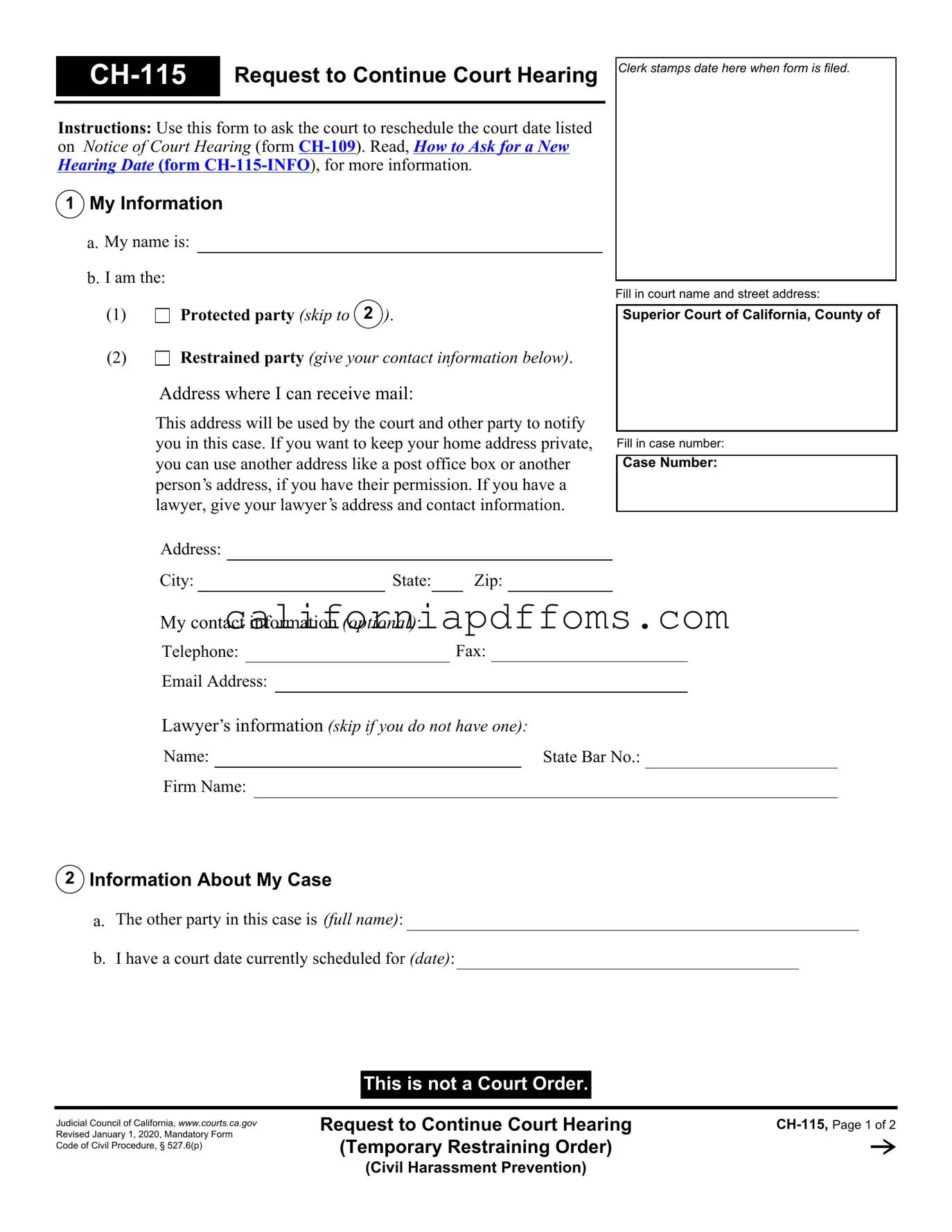 Fill in Your California Ch 115 Template
