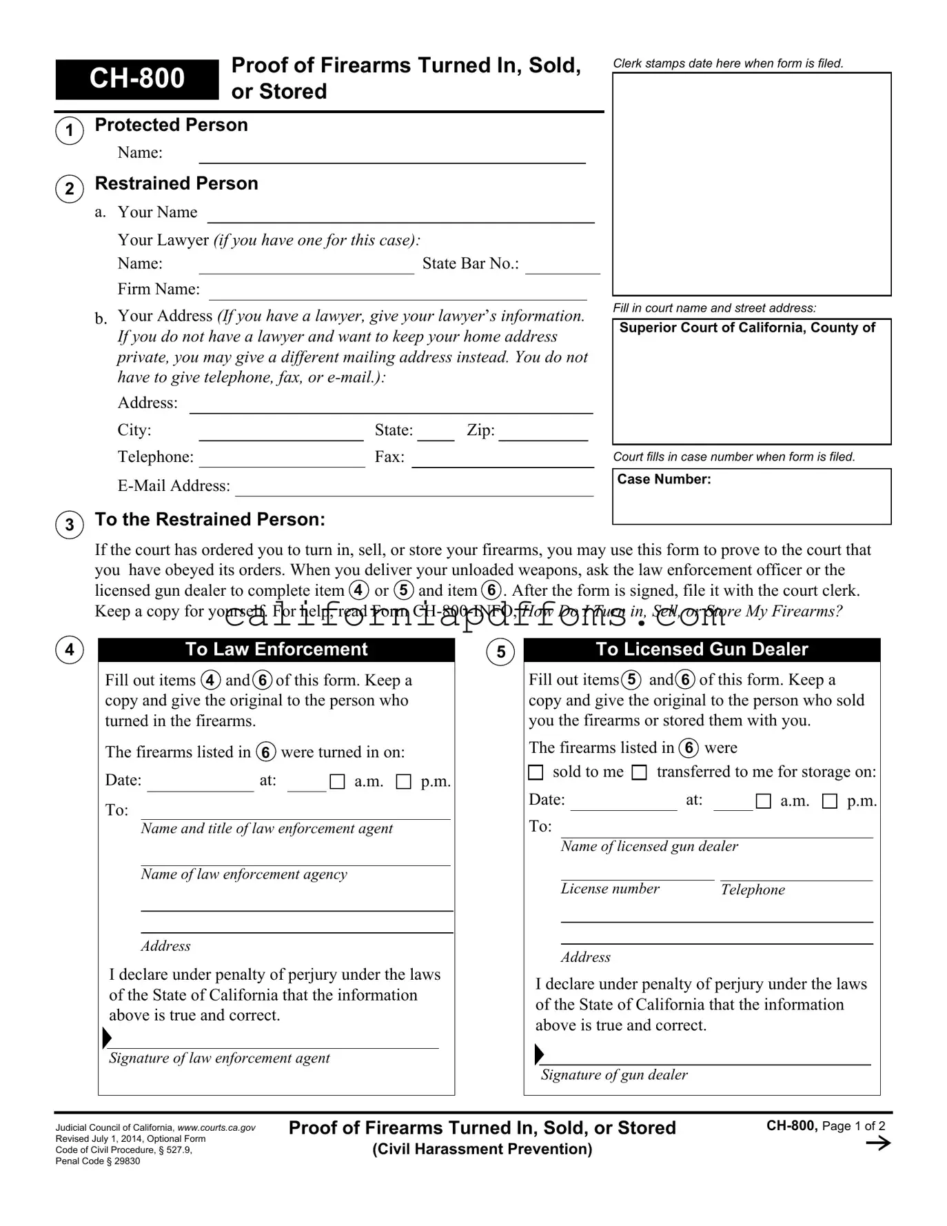 Fill in Your California Ch 800 Template
