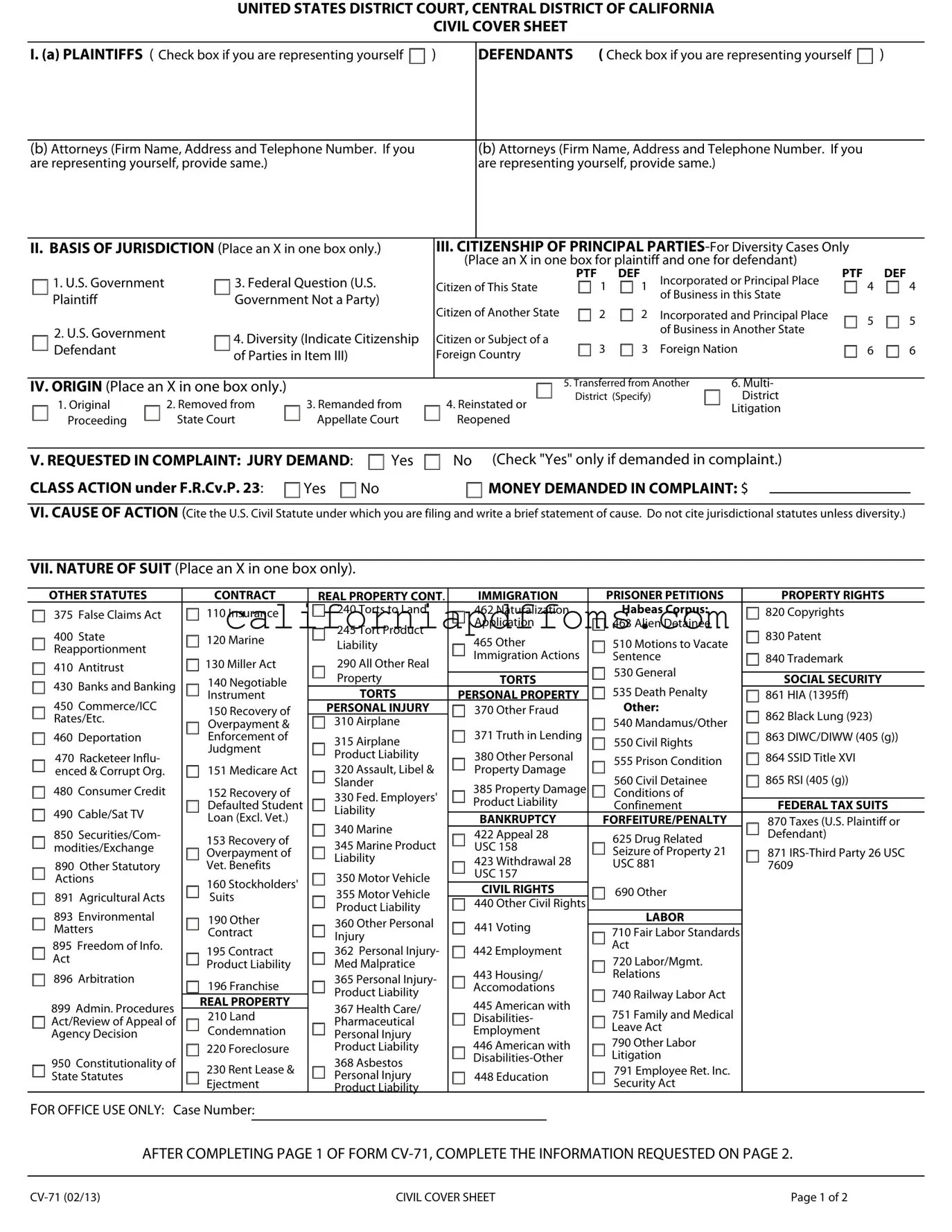 Fill in Your California Cv 71 Template