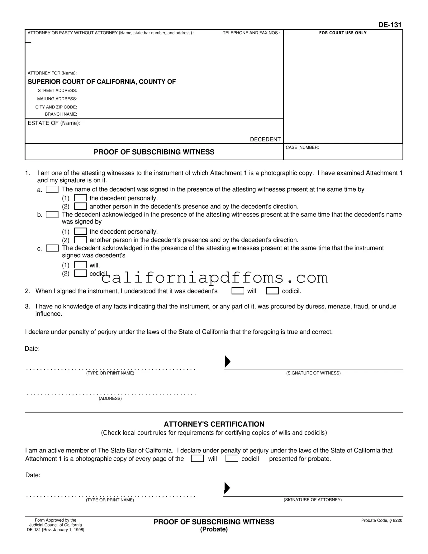 Fill in Your California De 131 Template