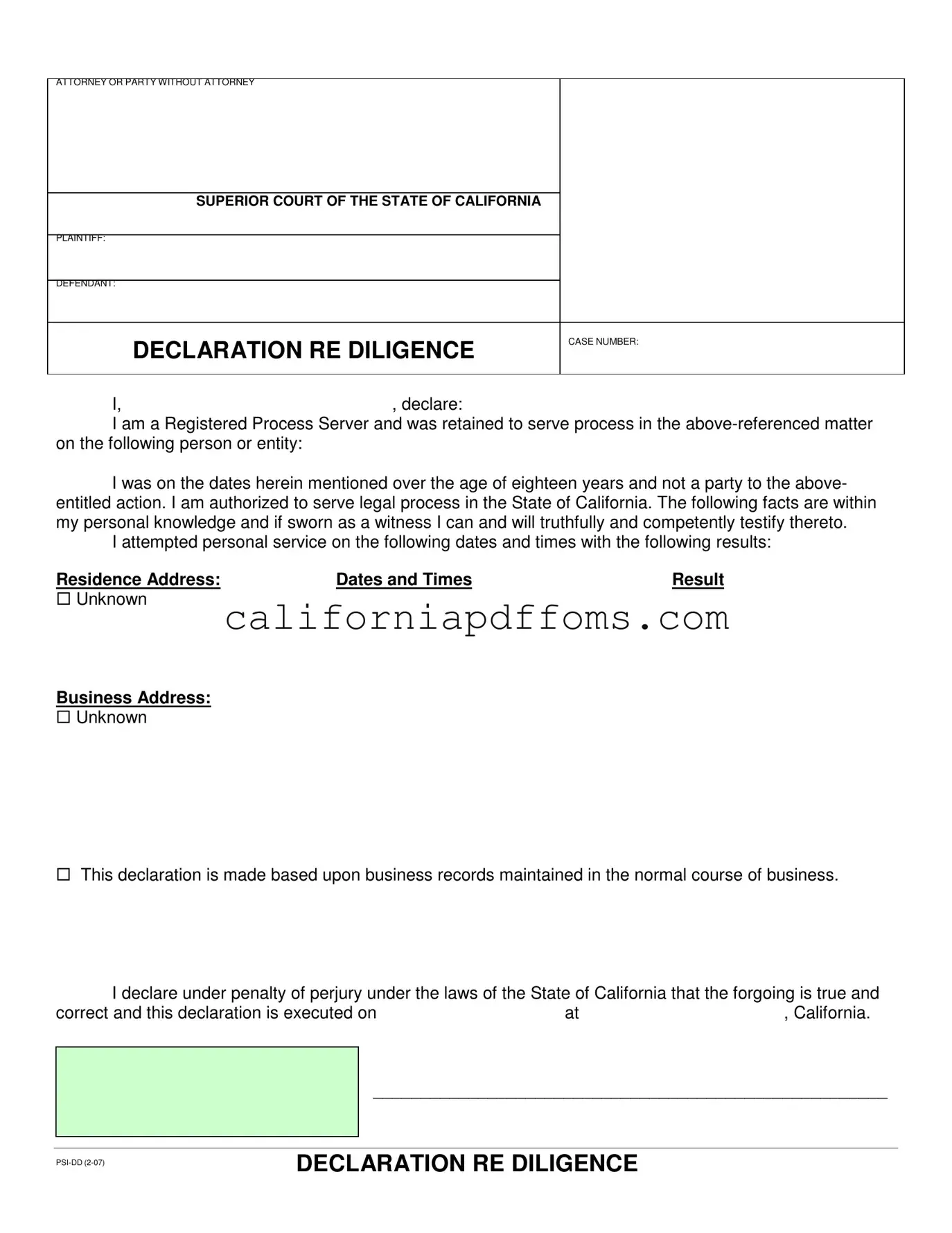 Fill in Your California Diligence Template