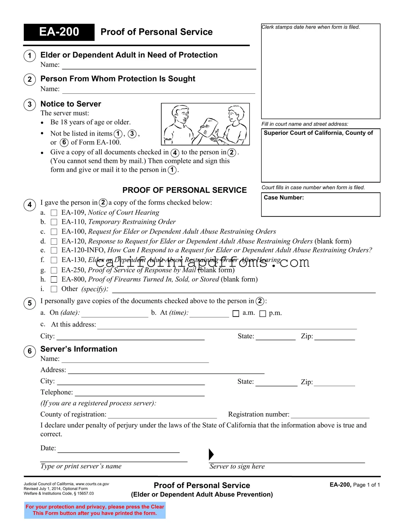 Fill in Your California Ea 200 Template