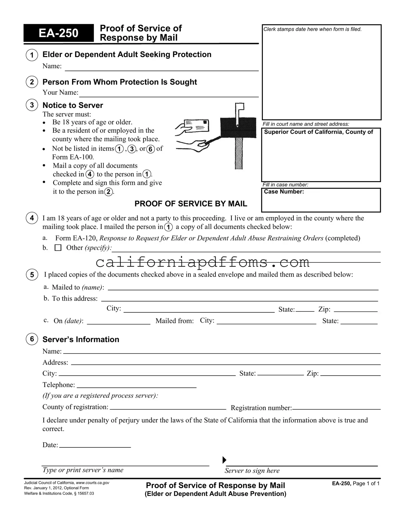 Fill in Your California Ea 250 Template