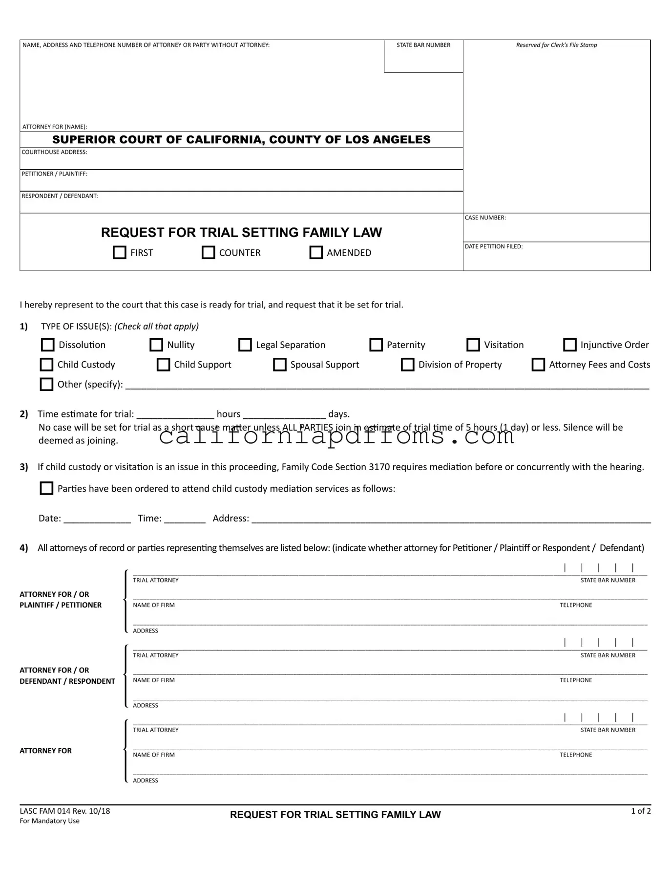 Fill in Your California Fam 014 Template