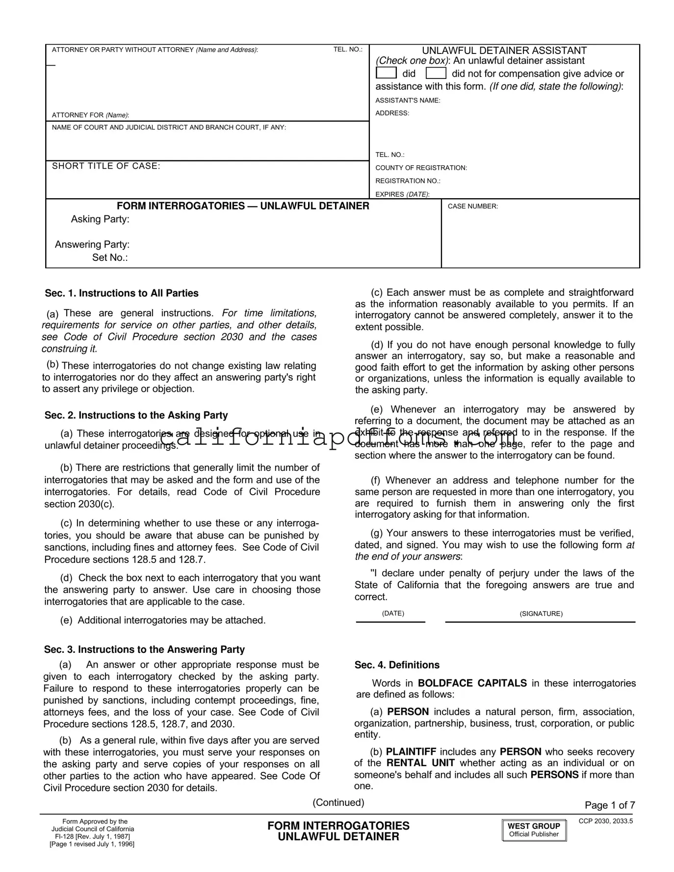 Fill in Your California Fi 128 Template