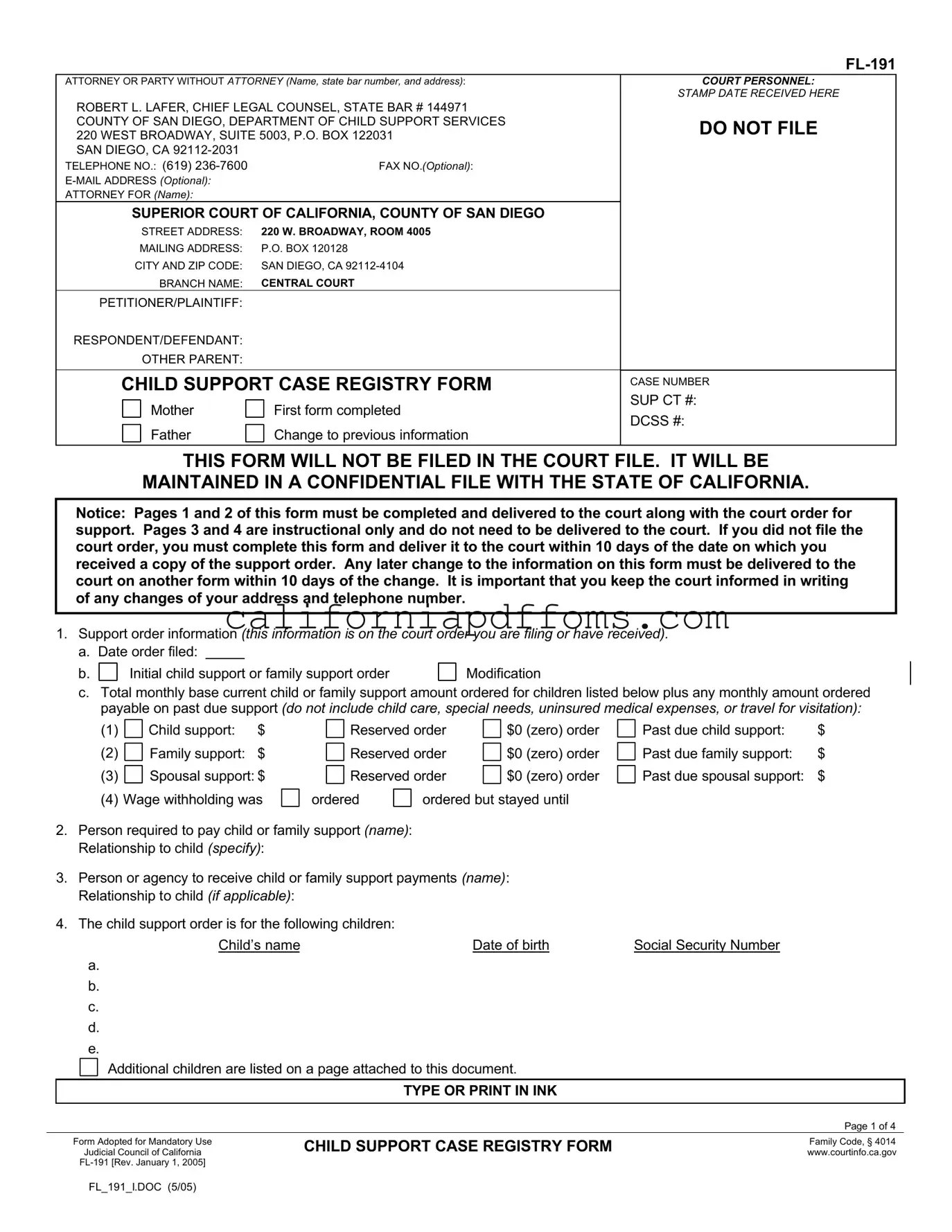 Fill in Your California Fl 191 Template