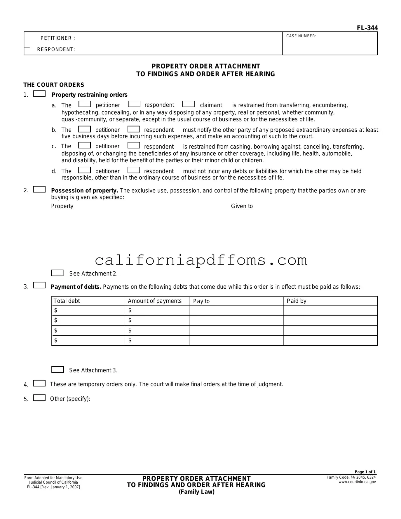 Fill in Your California Fl 344 Template