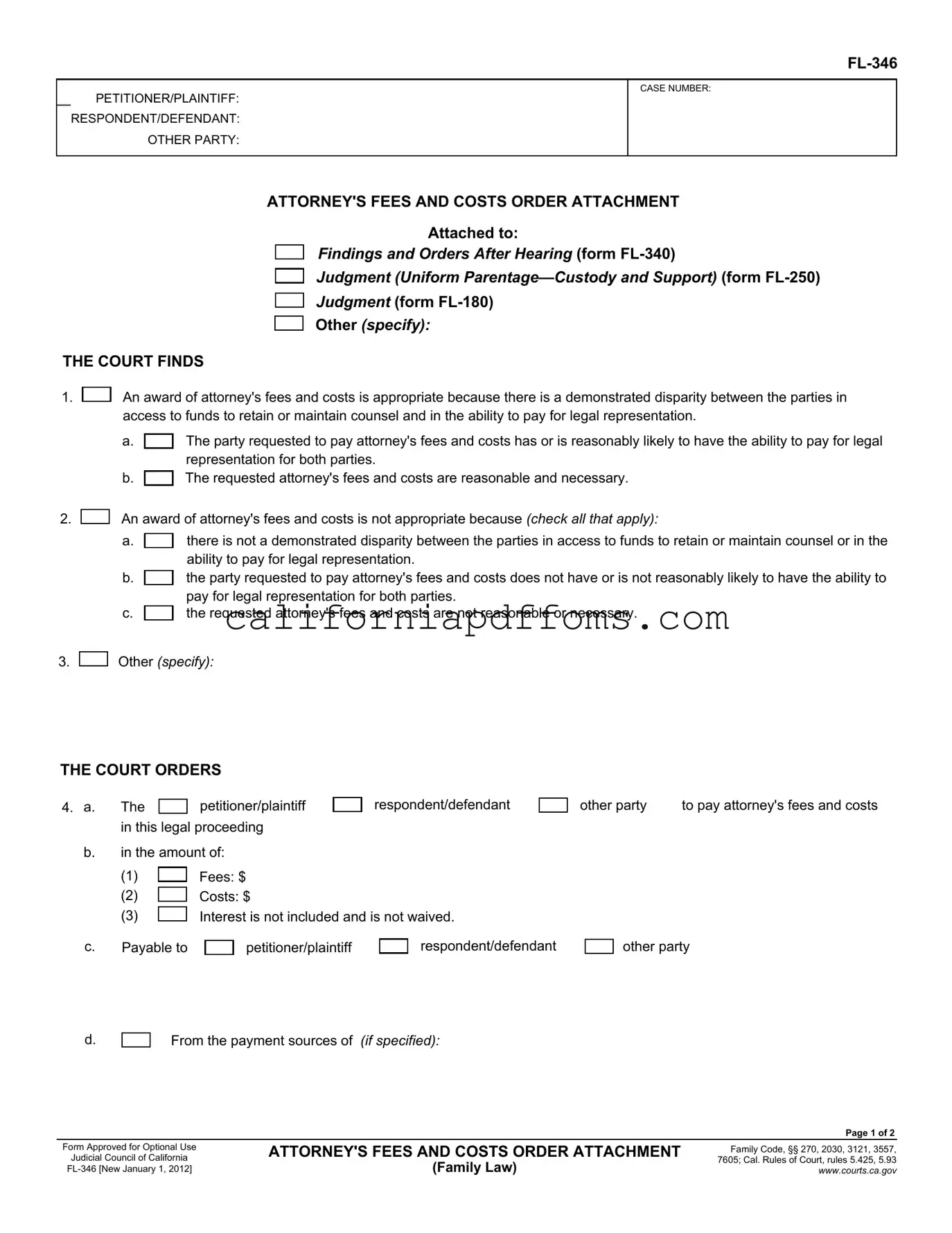 Fill in Your California Fl 346 Template
