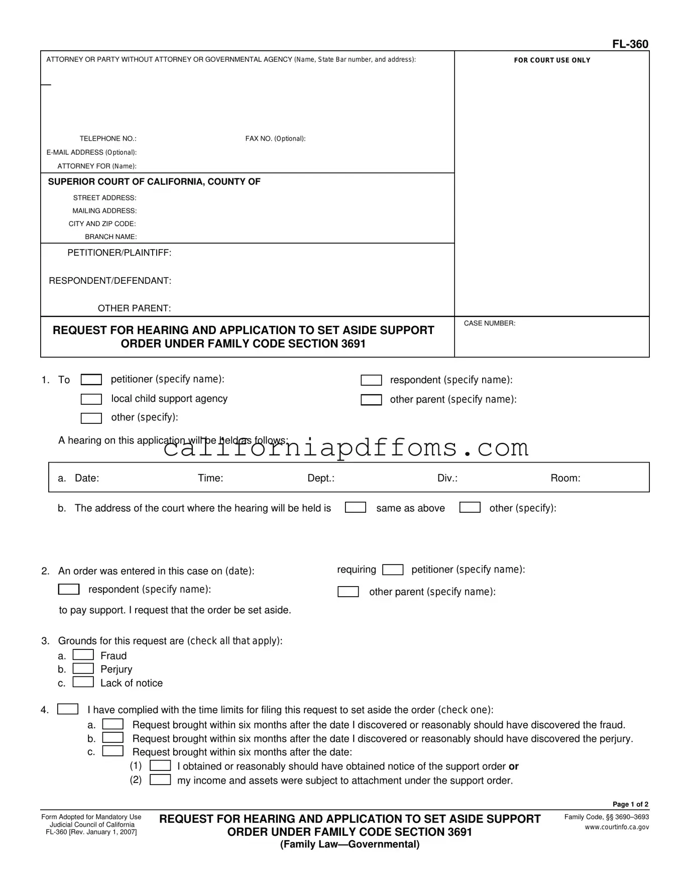 Fill in Your California Fl 360 Template