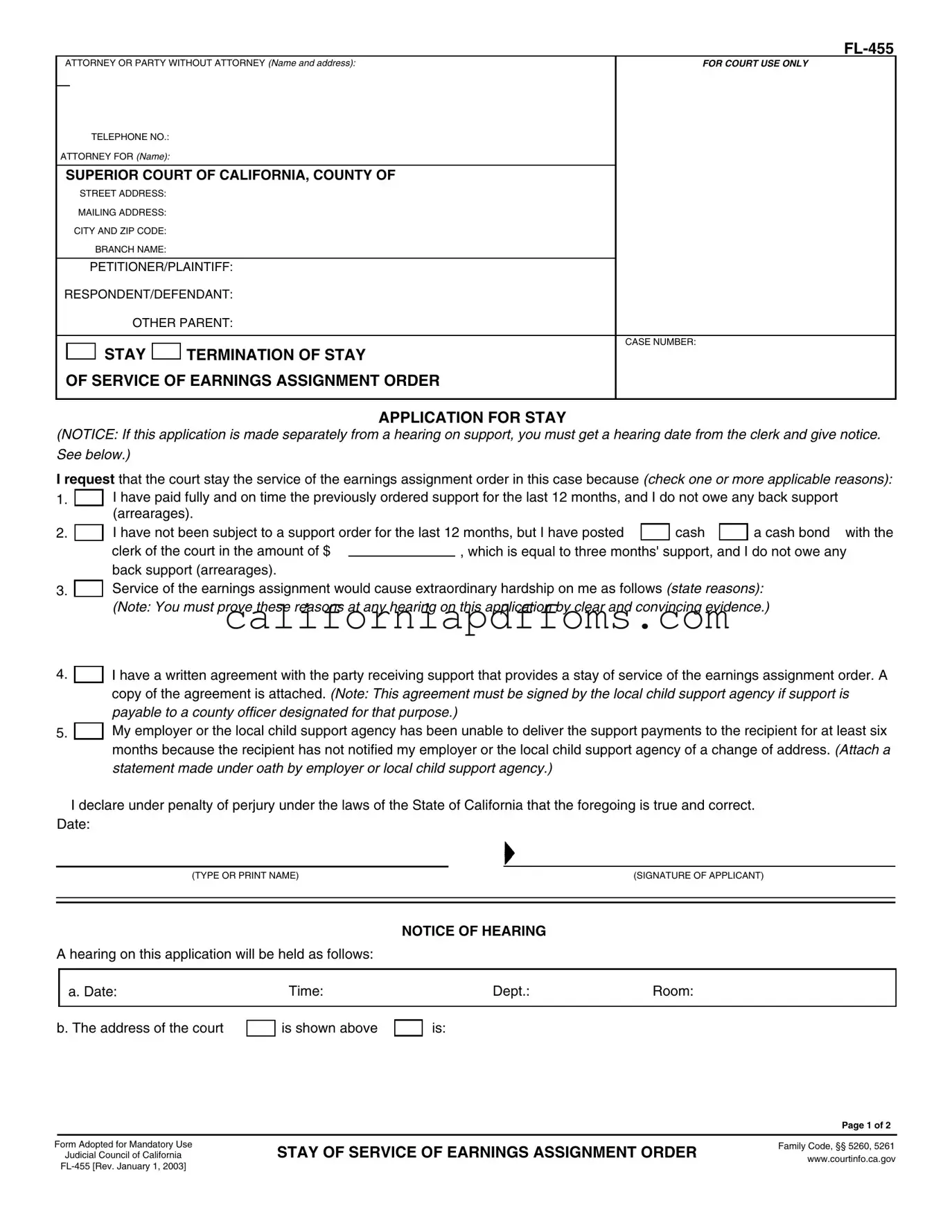 Fill in Your California Fl 455 Template