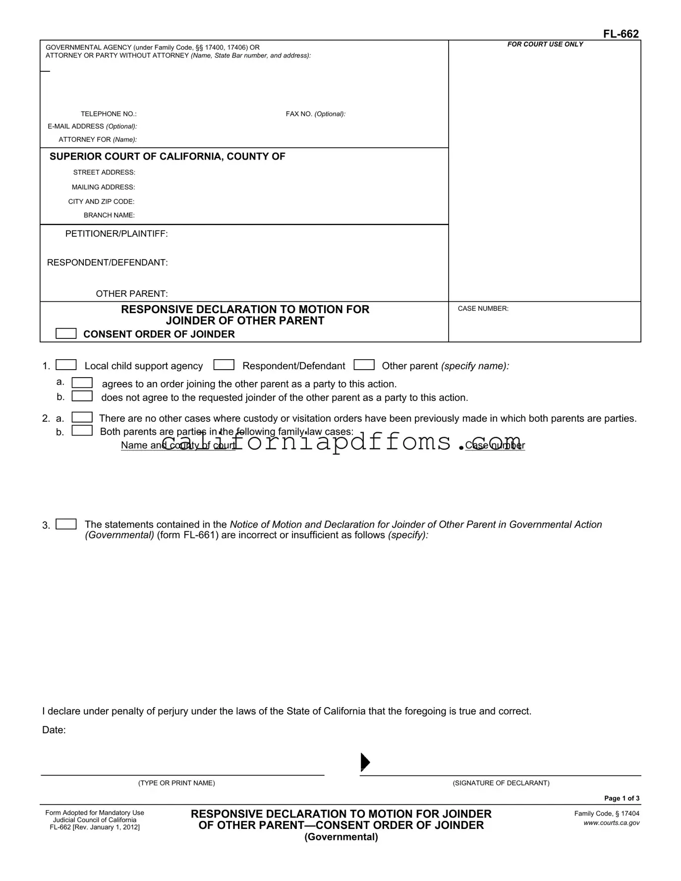 Fill in Your California Fl 662 Template