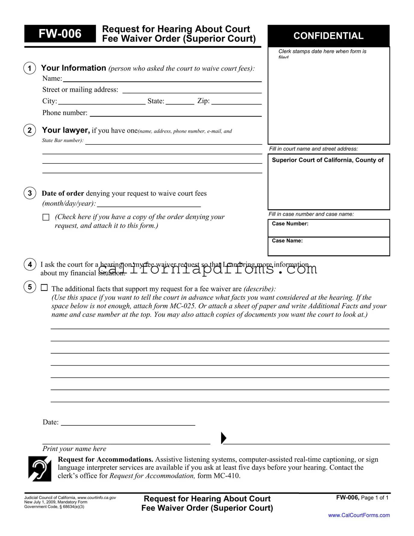Fill in Your California Fw 006 Template