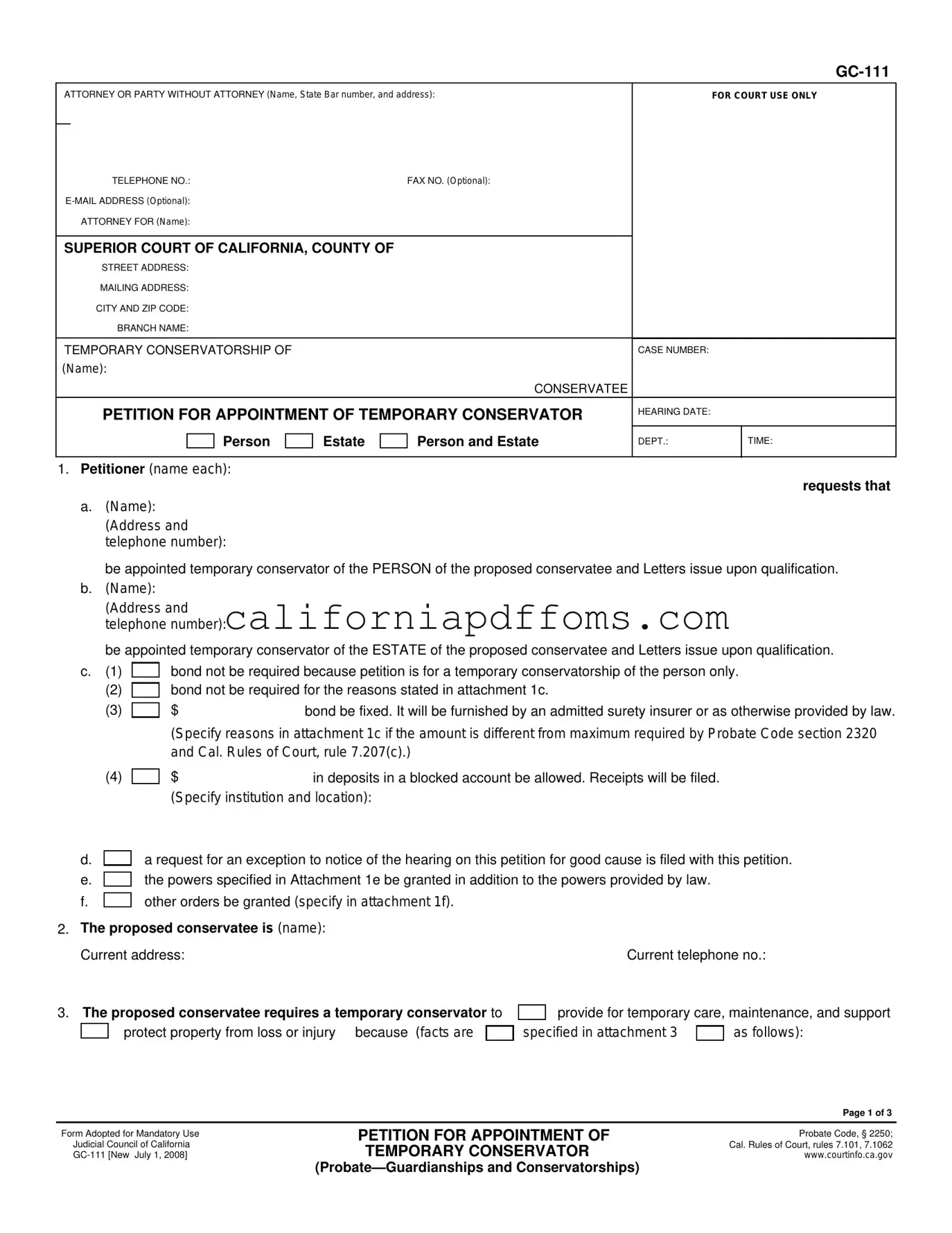 Fill in Your California Gc 111 Template