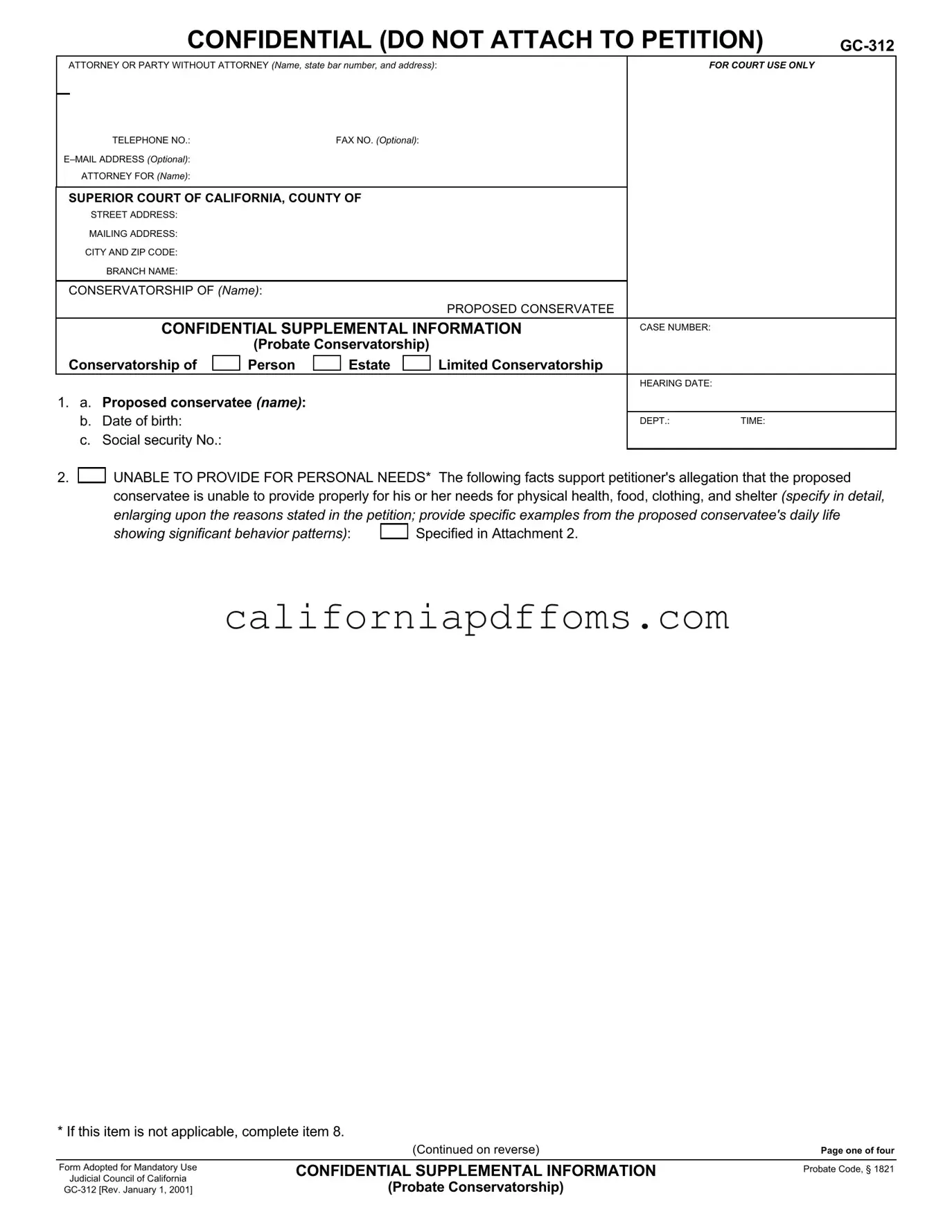 Fill in Your California Gc 312 Template
