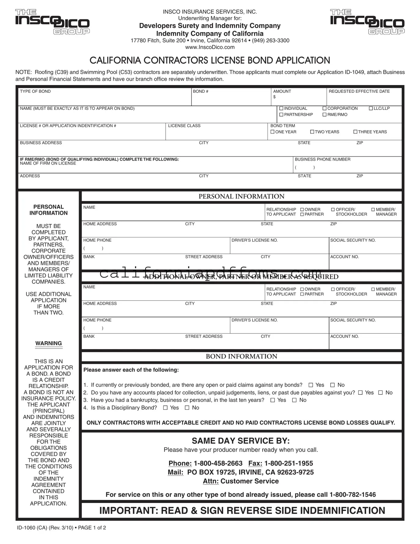 Fill in Your California Id 1060 Template