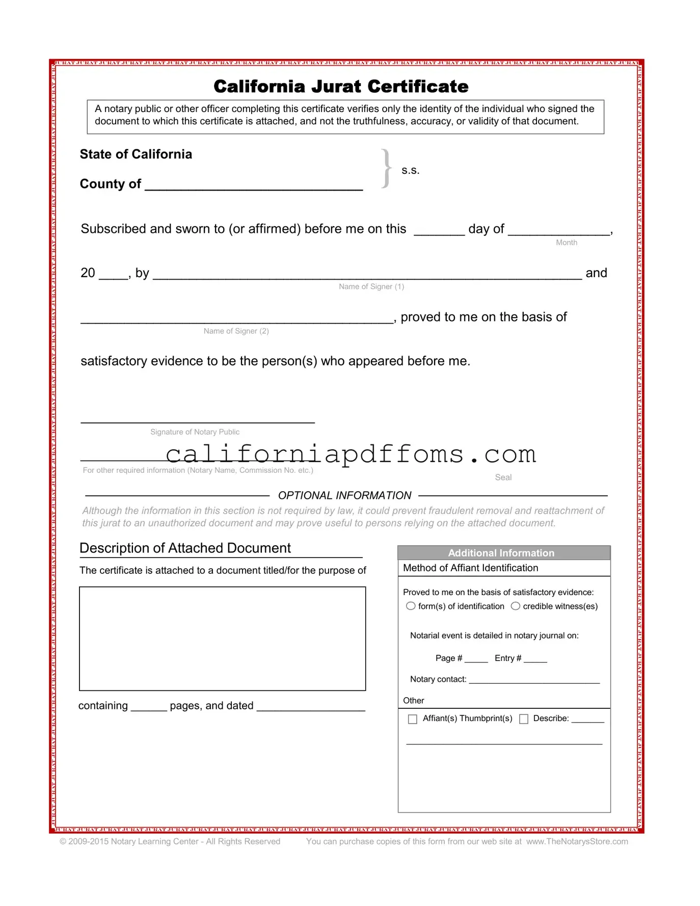 Fill in Your California Jurat Template