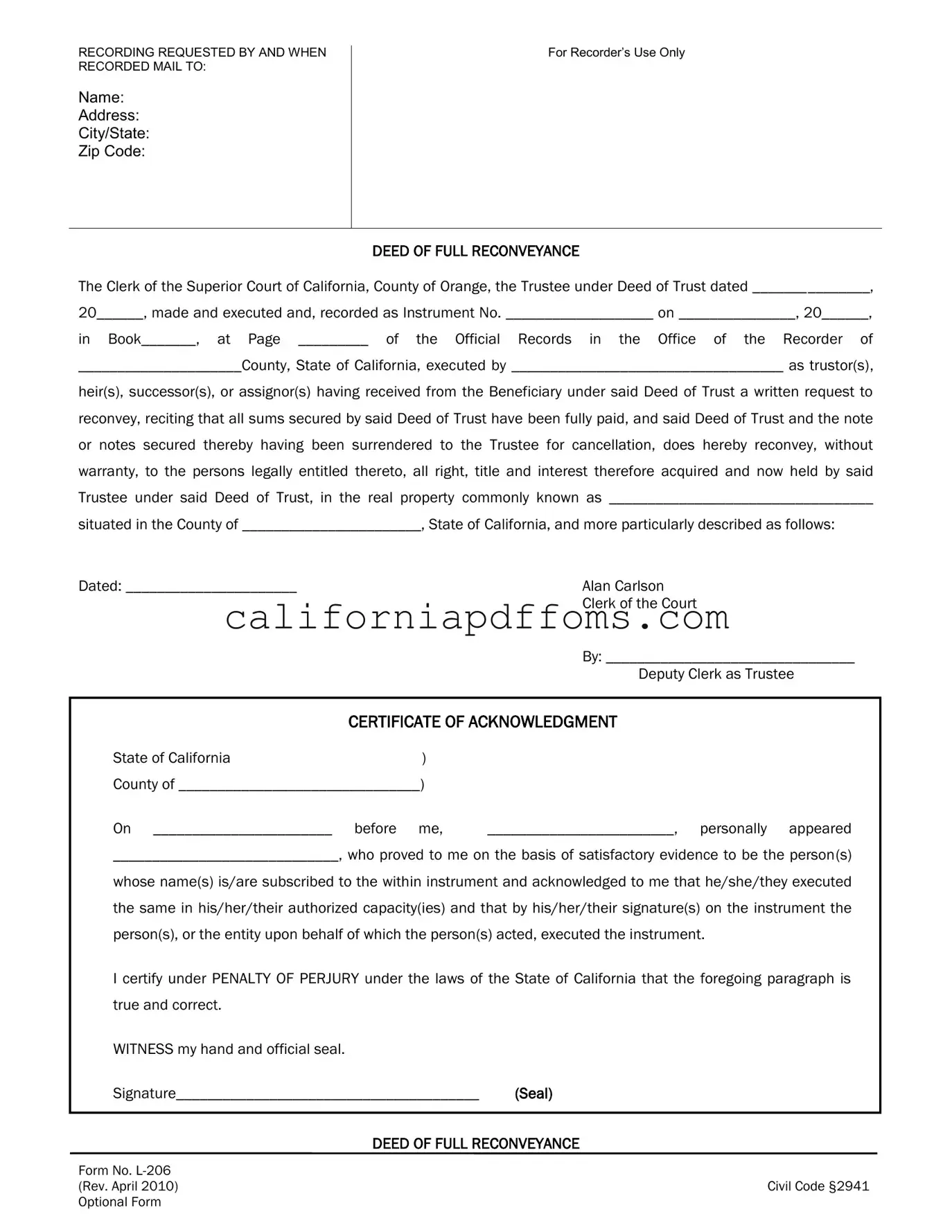 Fill in Your California L 206 Template