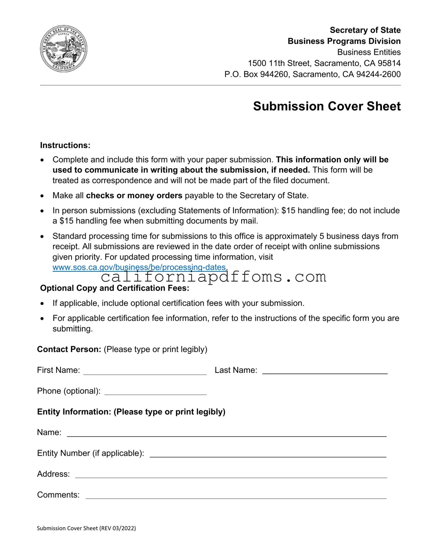 Fill in Your California Lp 7 Template