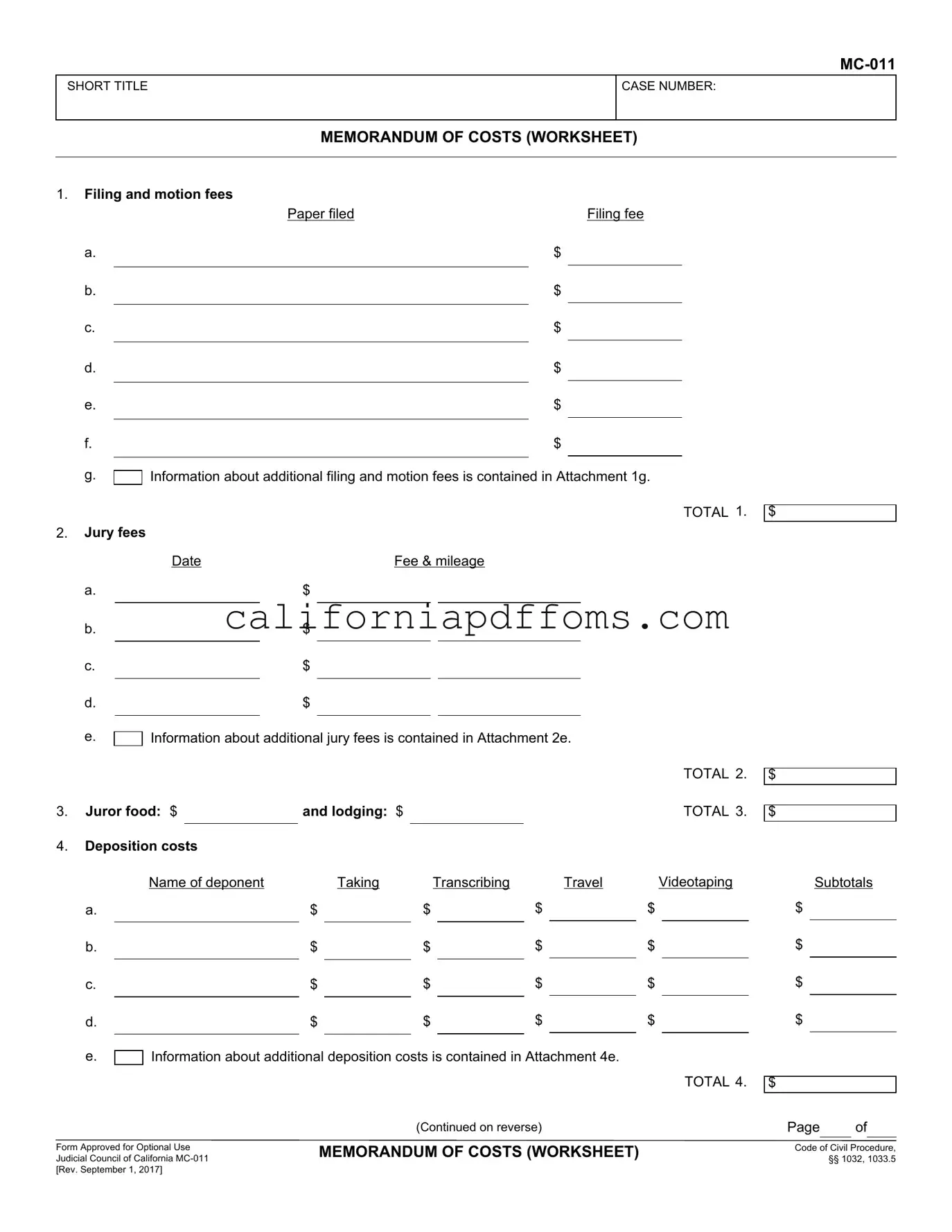 Fill in Your California Mc 011 Template