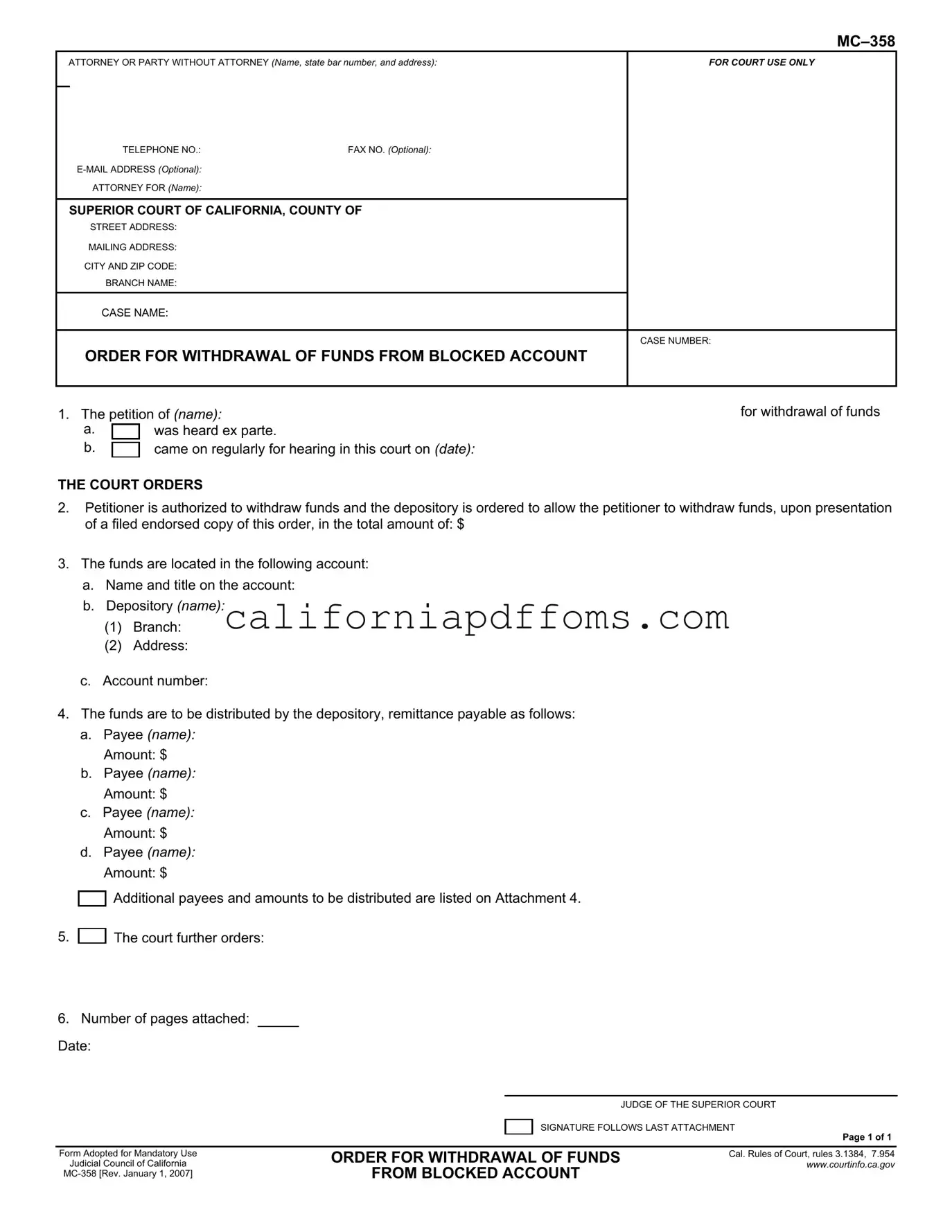 Fill in Your California Mc 358 Template