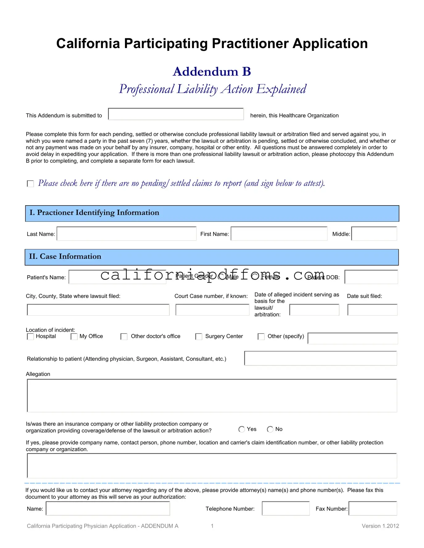 Fill in Your California Participating Practitioner Template