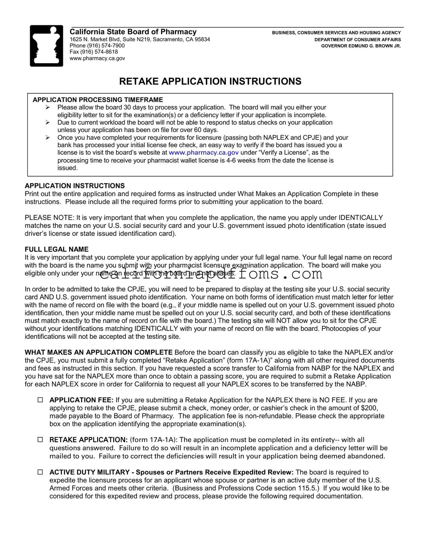 Fill in Your California Retake Template