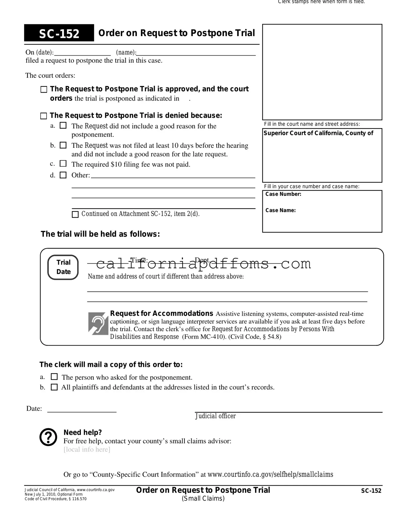 Fill in Your California Sc 152 Template