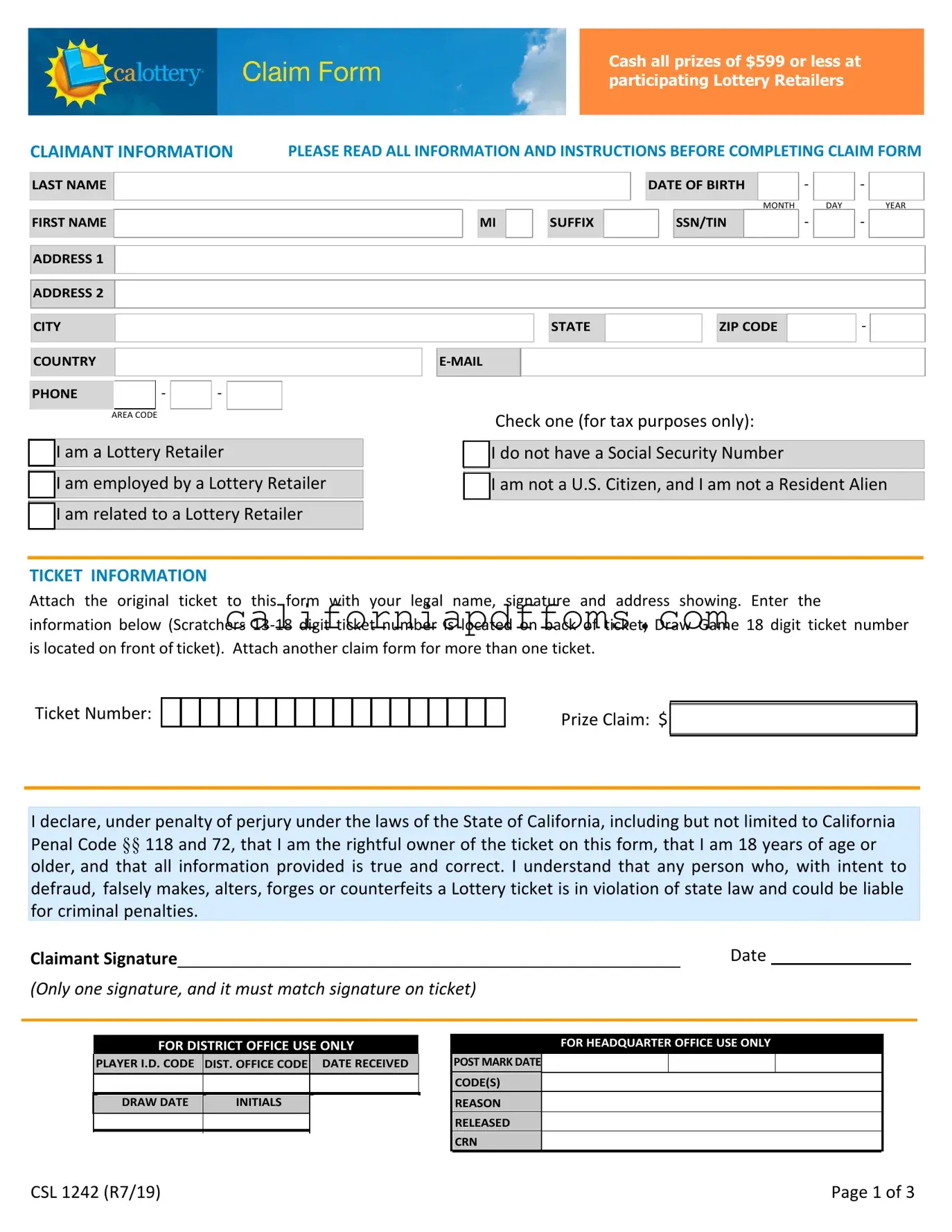 Fill in Your California Scratchers Template