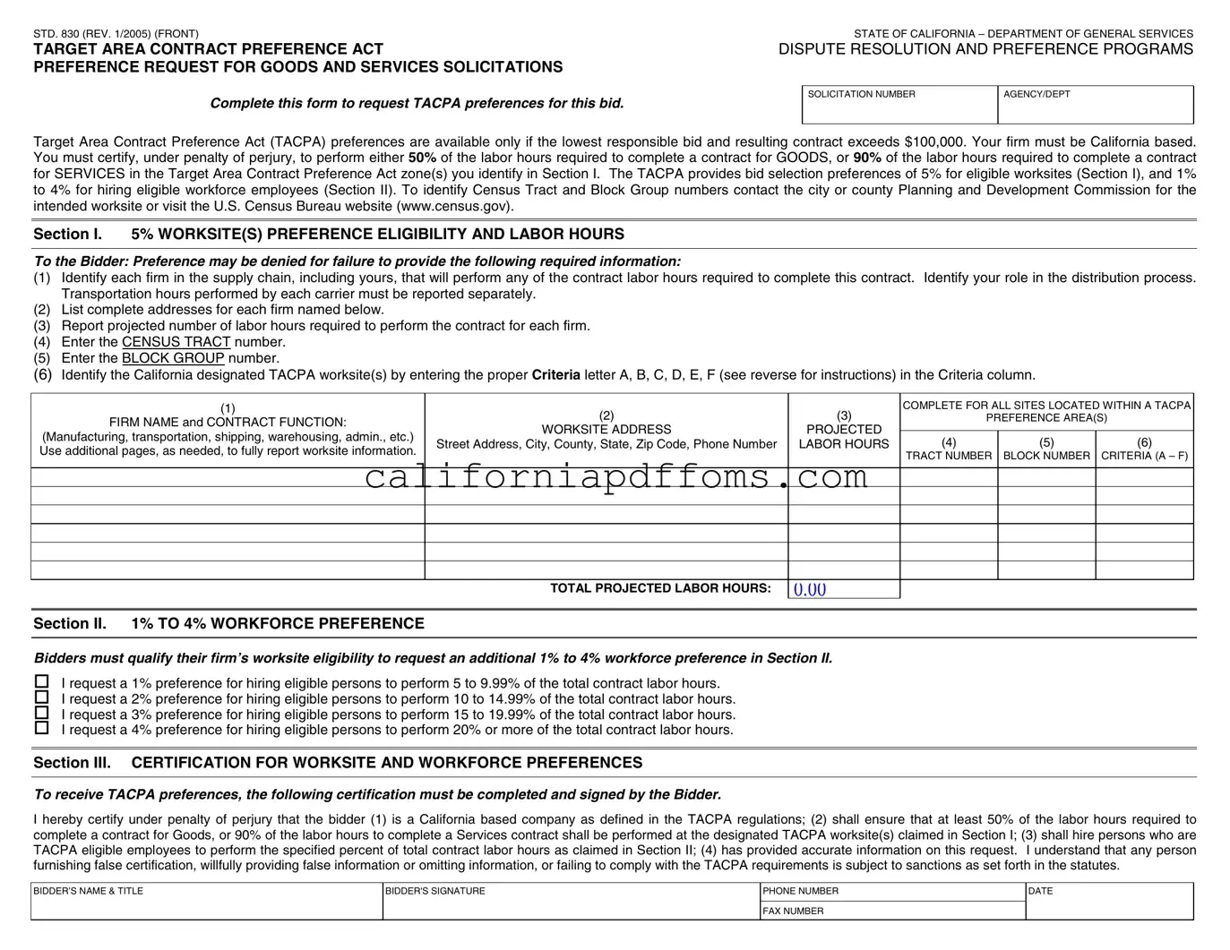 Fill in Your California Std 830 Template