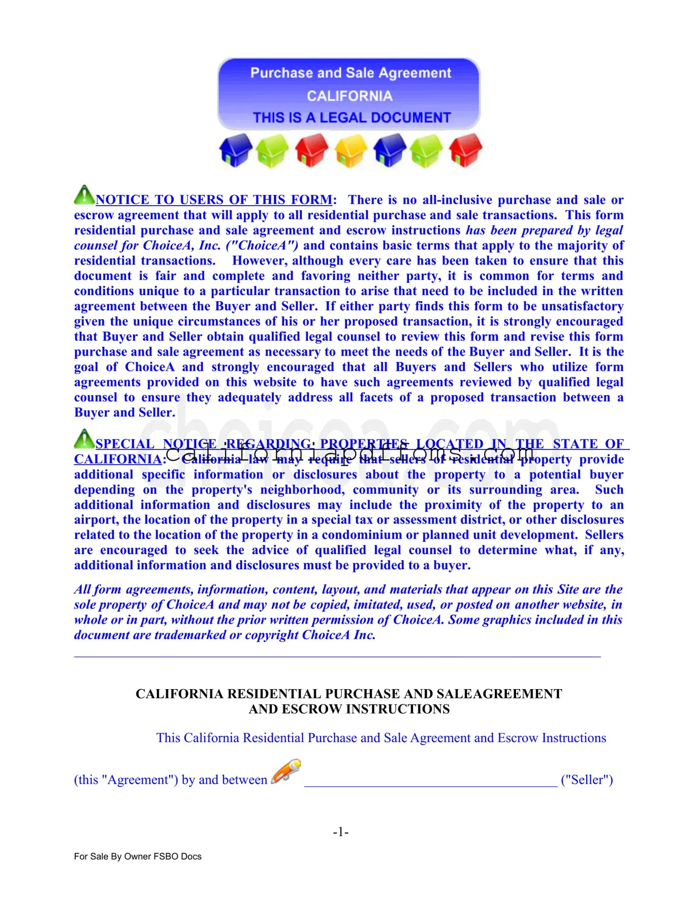Fill in Your Sale Agreement California Template