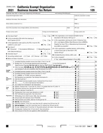 Fill in Your California 109 Template