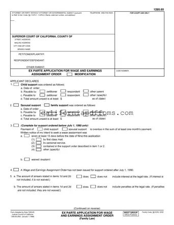 Fill in Your California 1285 65 Template