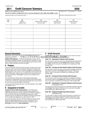 Fill in Your California 3540 Template